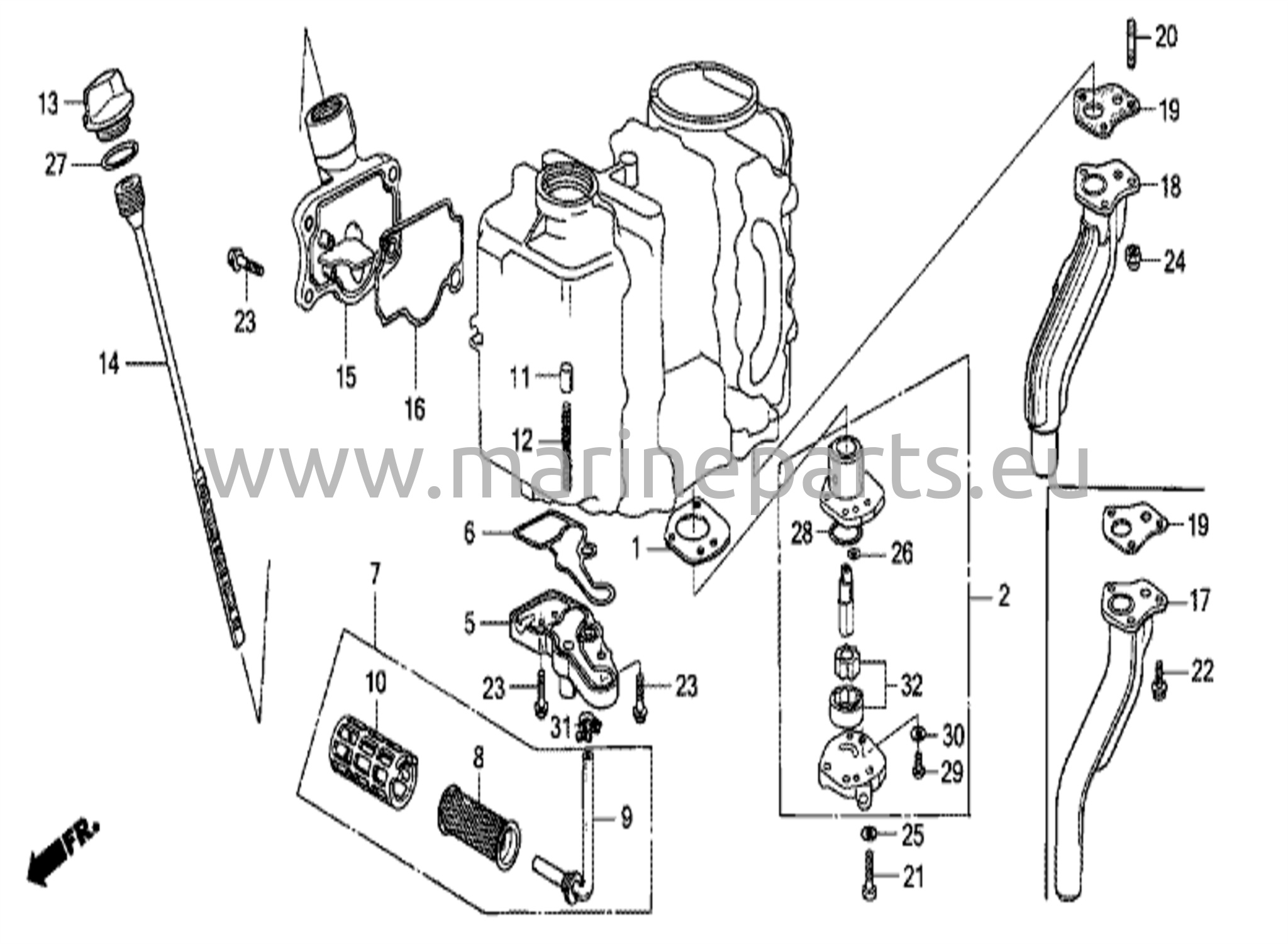 Olje pump / oljefilter / avgasrör
