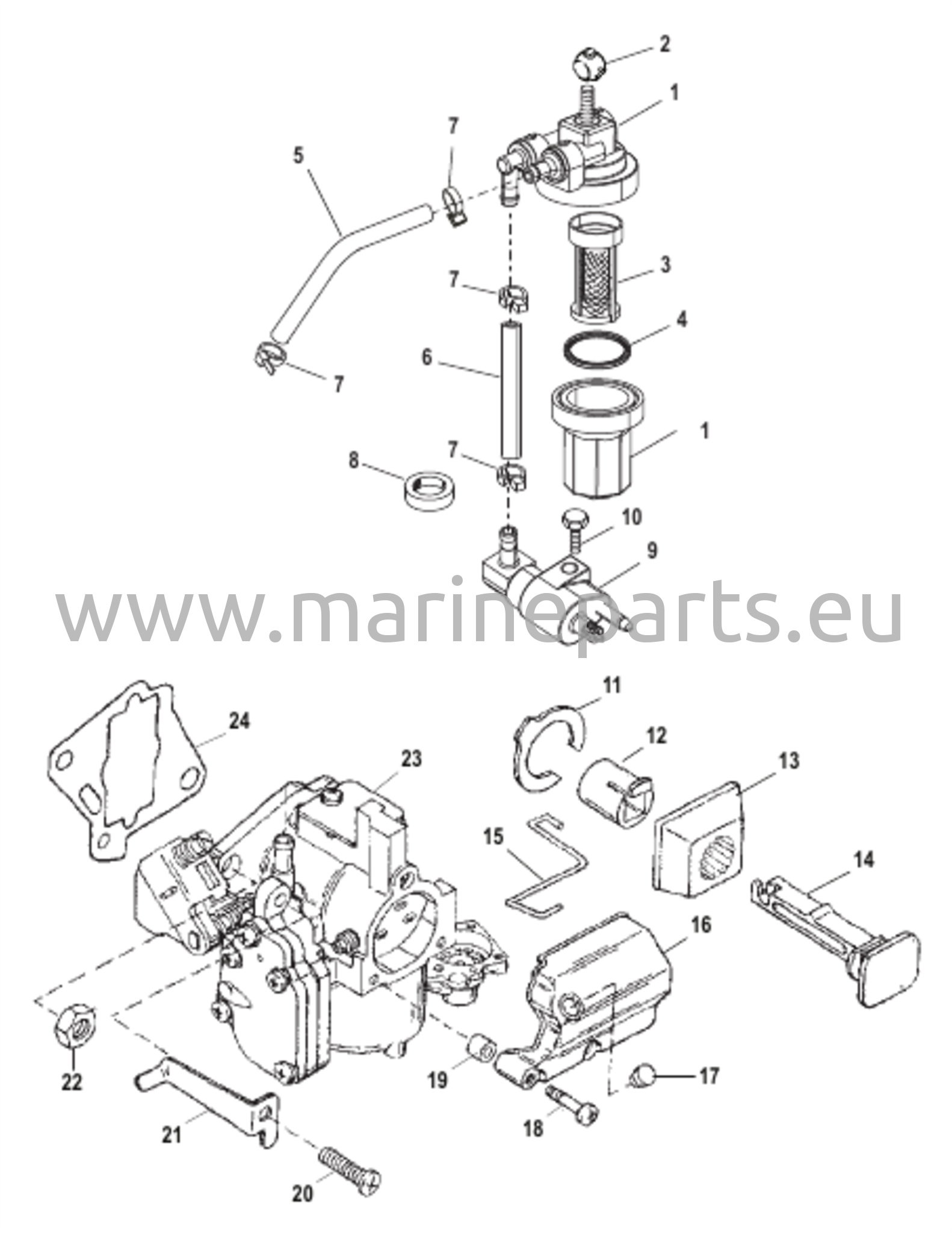 Polttoainejärjestelmän osat (kaupalliset moottorit)