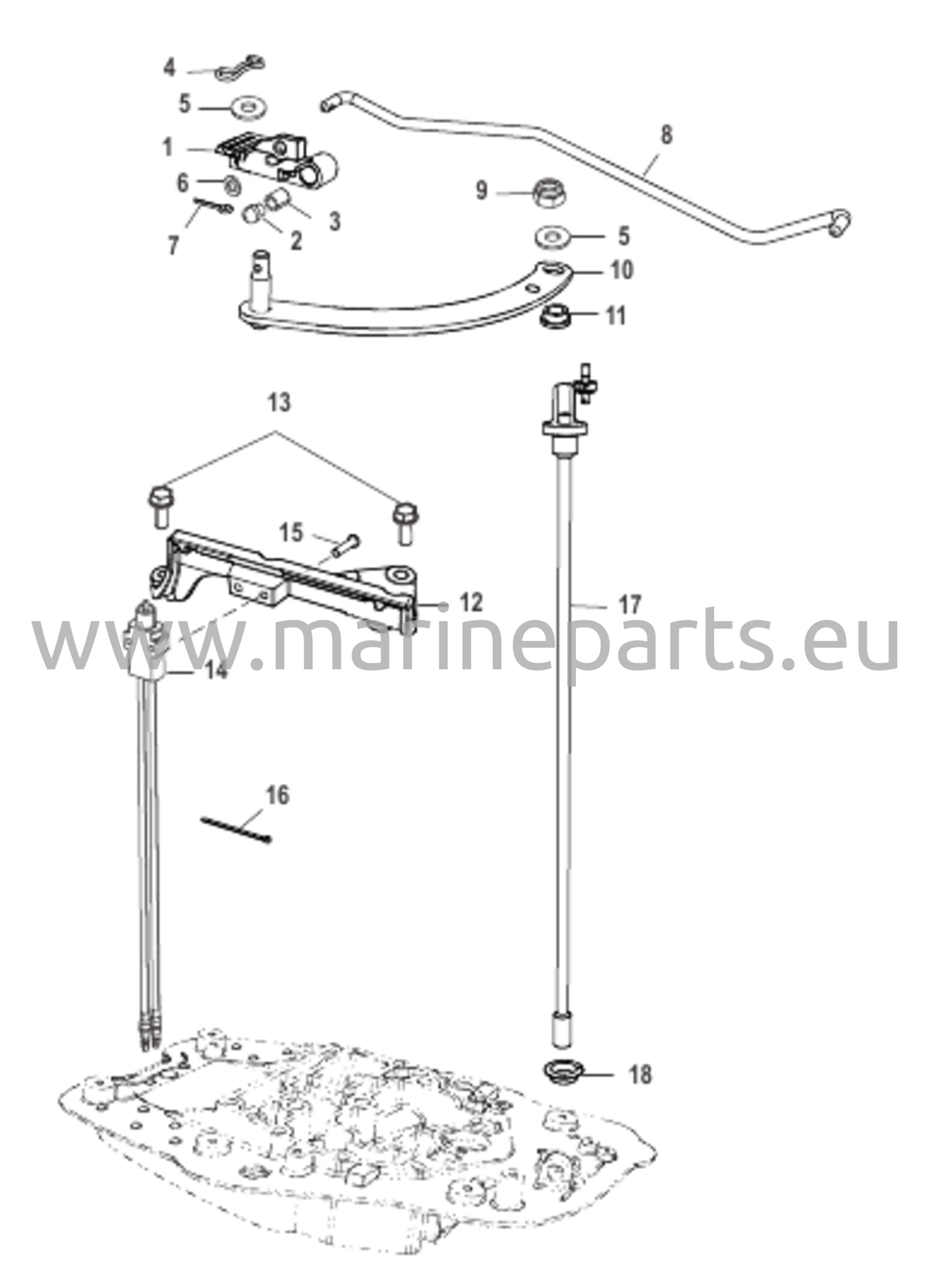 Vaihteensiirtovivun ohjain, Malli II - ilman vaihteen lukitusta