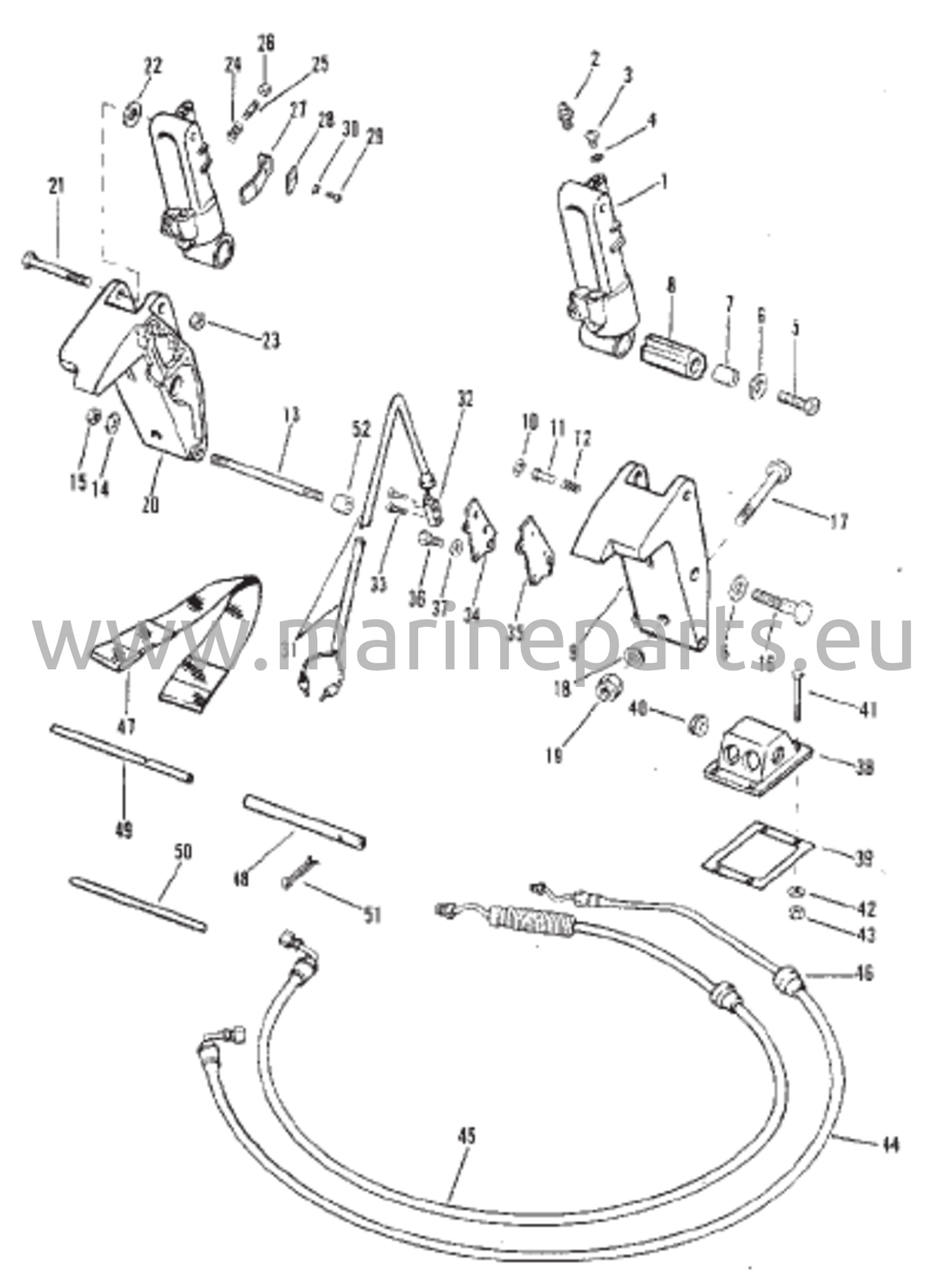 Trim-sylinterit ja hydrauliletkut