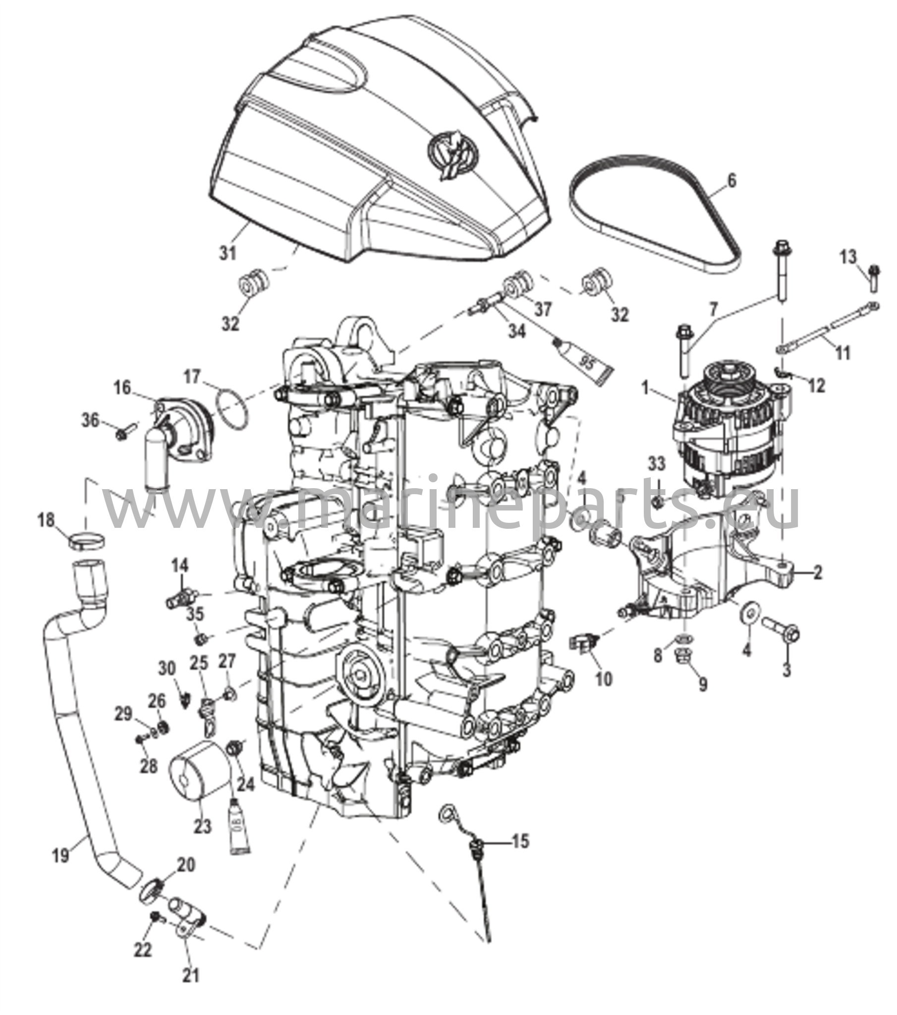 Laturi/Oikeanpuoleisen Sylinterilohkon Osat