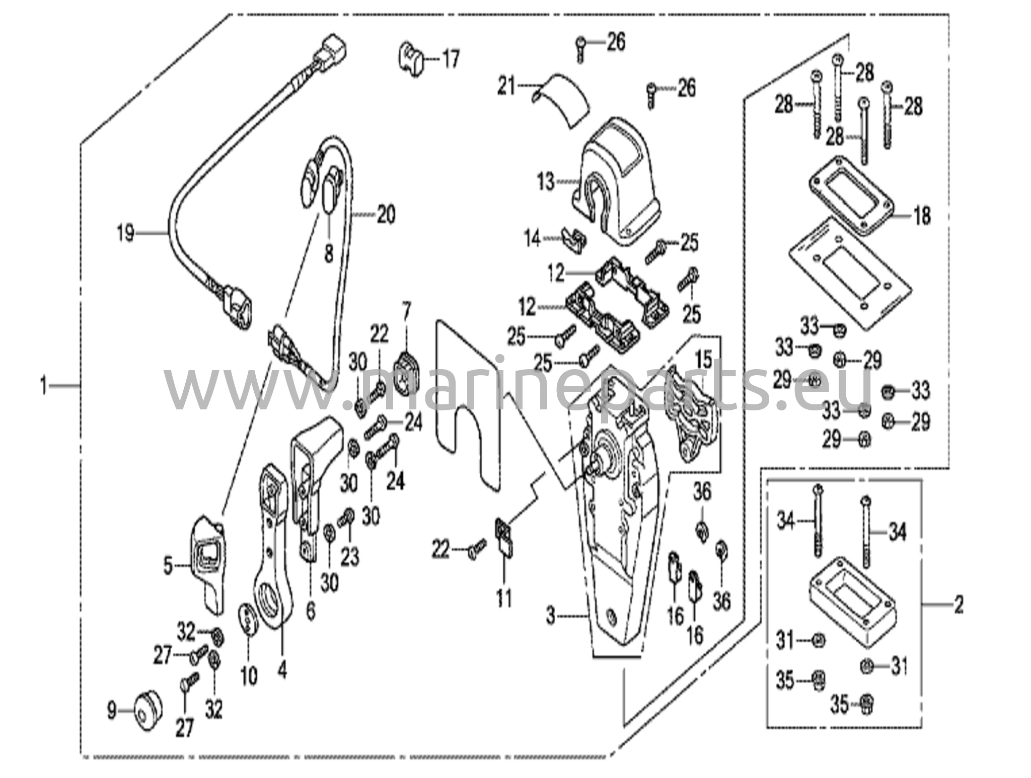 Fjärrkontroll (övermonterad enkeltyp) (höger)