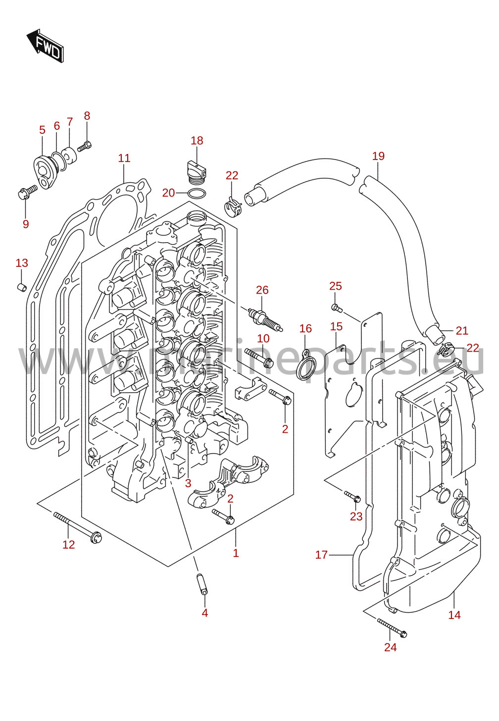 Exploded views for Suzuki DF100AT, DF115AT, DF140AT (E01/E11) 2016 [DF140A_E11_016]