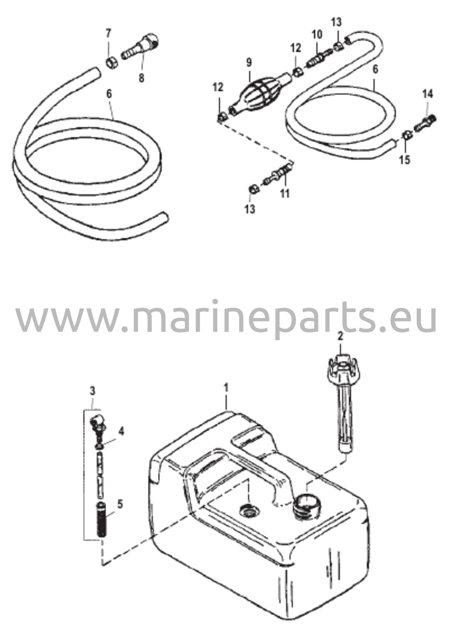 Polttoainesäiliön kokoonpano (muovi 3,2 gallonaa)