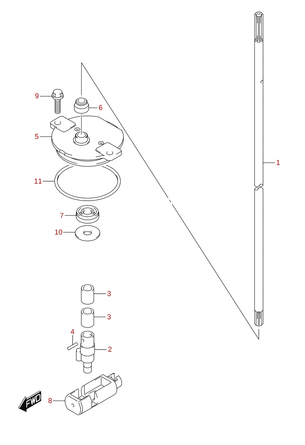 Clutch rod (DF200, DF225, DF250)