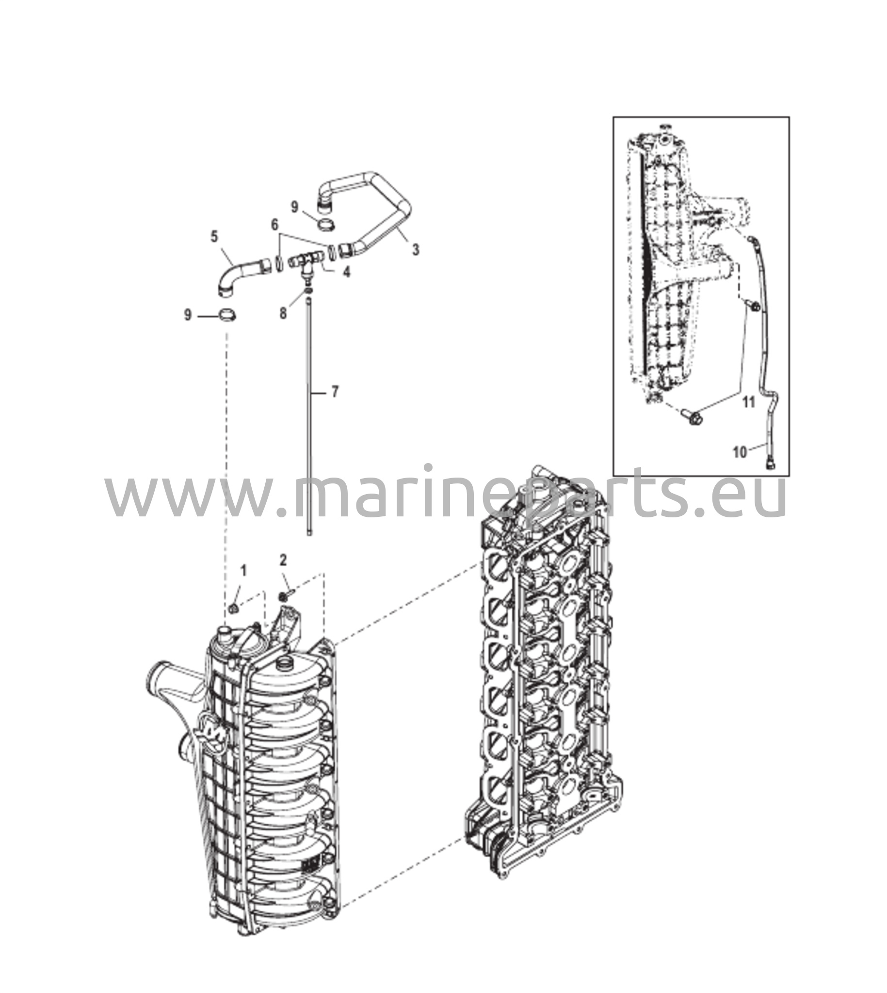 Rördragningar för laddkylare/insugningsgrenrörsslangar