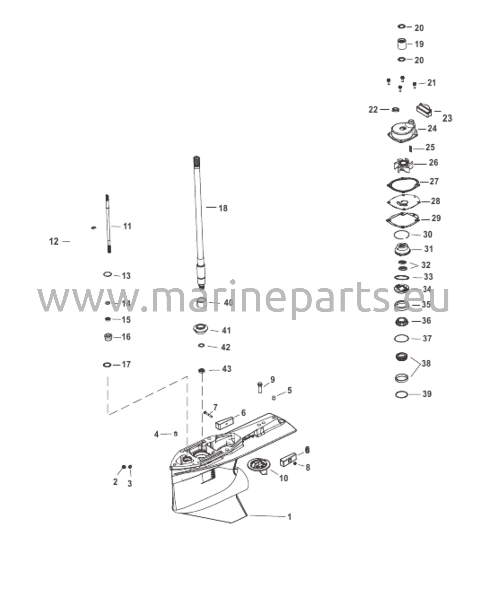 Vaihteiston kotelo, voimansiirtoakseli 2,07:1 Vakiosuunta