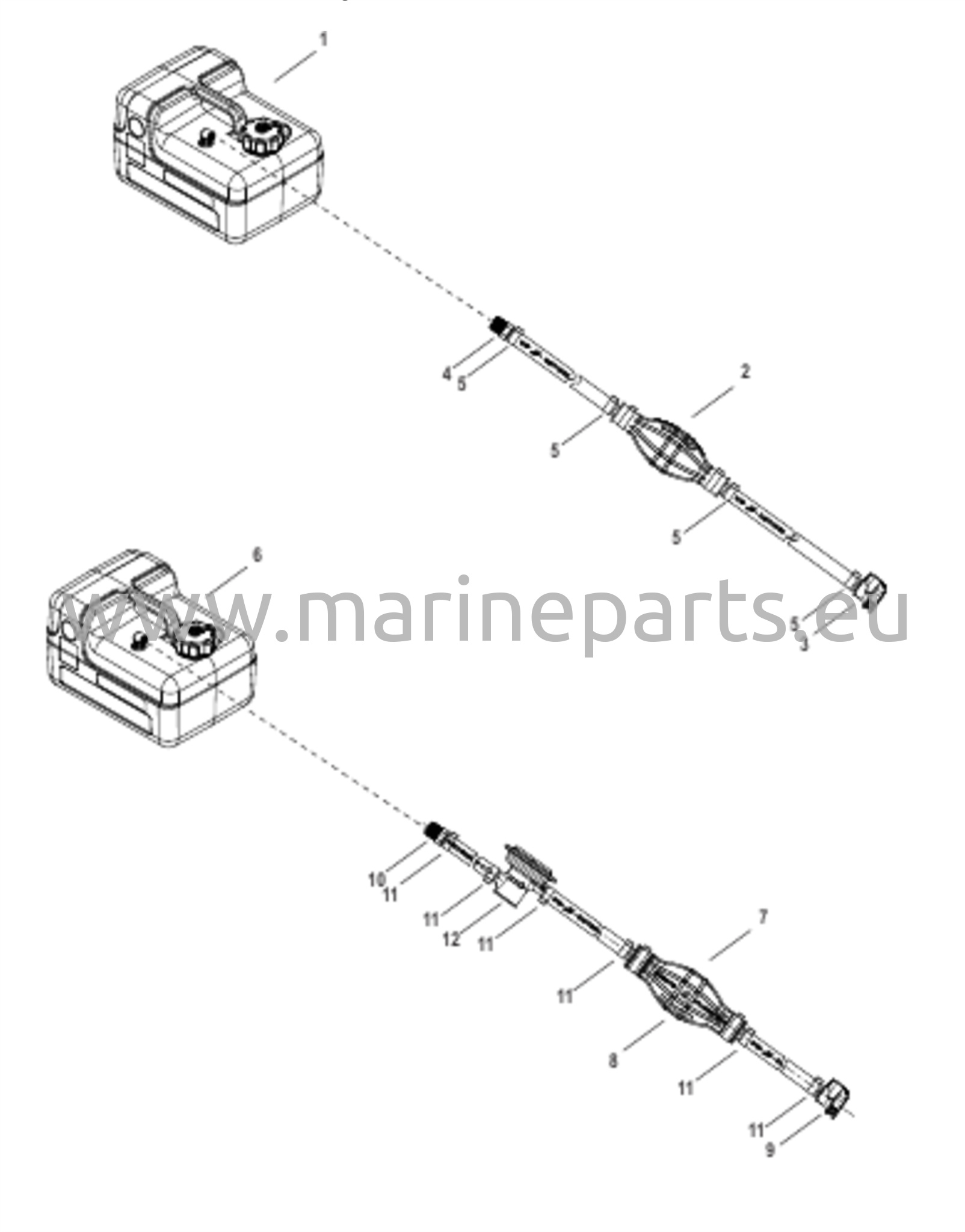 Bränsletanksmontering och bränsleledningar Internationella/EPA-alternativ