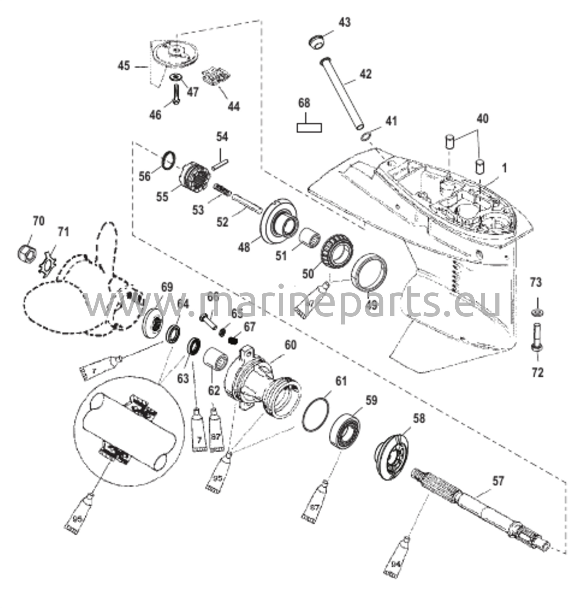 Vaihteiston kotelo potkurin akselille - 1,83:1 vaihde-suhde