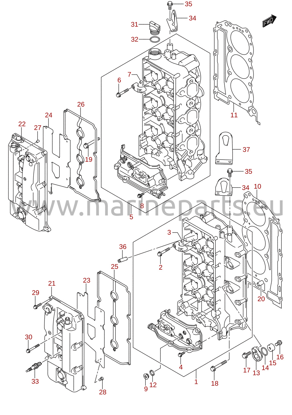 Sprängskisser för Suzuki DF250A, DF300A (E01) 2014 [DF300A_E01_014]