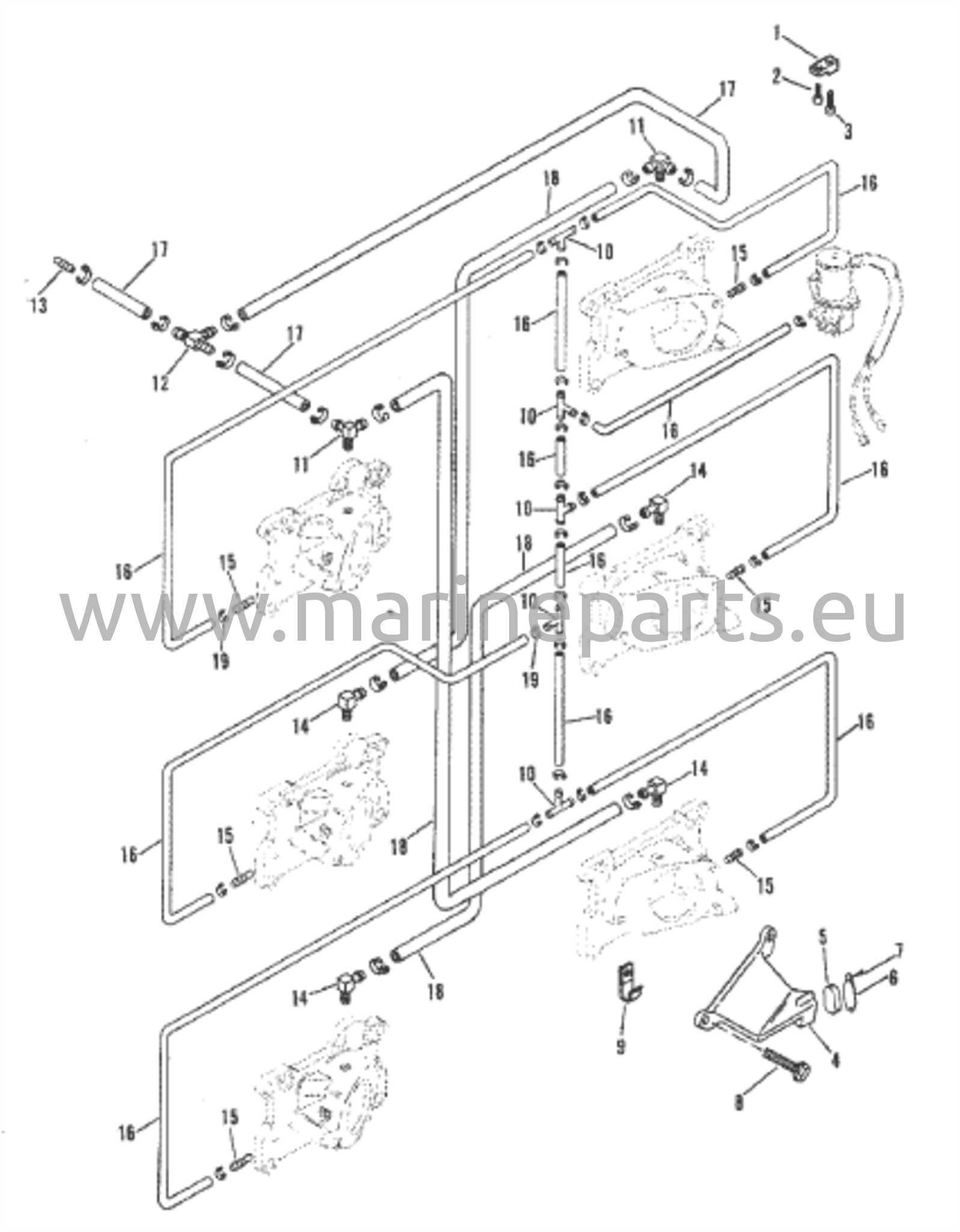 Kaasukarbiiniletku ja liittimet (sarjanumero #D000750 ja siitä eteenpäin)