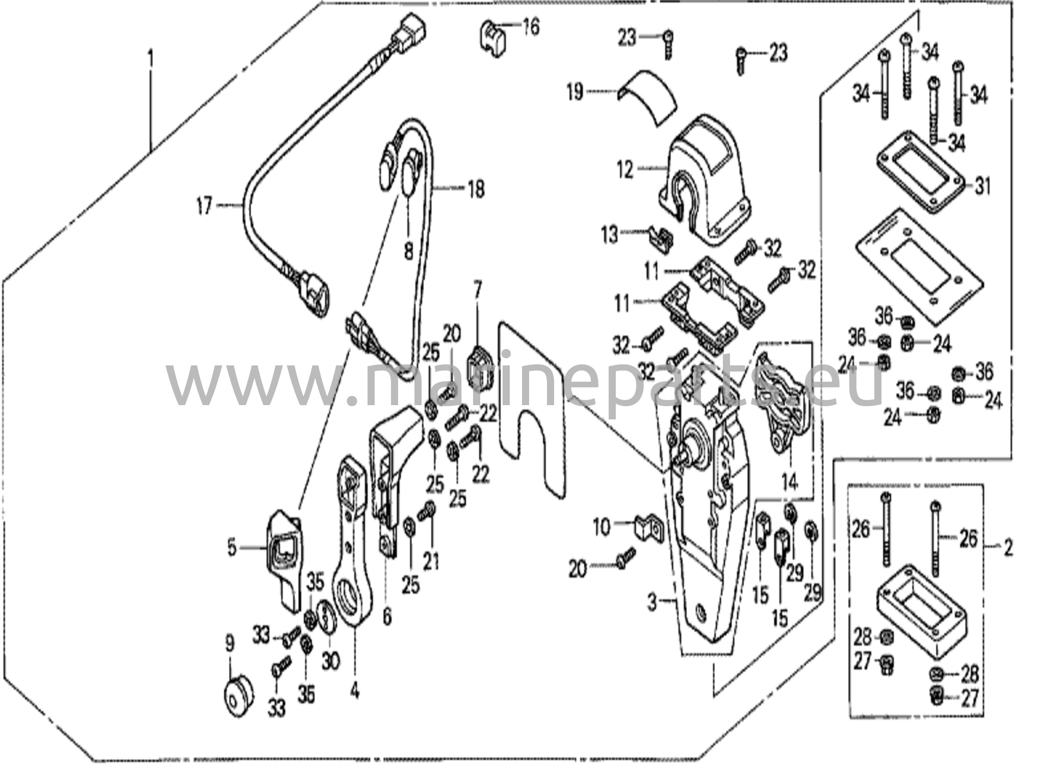 Fjärrkontroll (övermonterad enkeltyp) (höger)