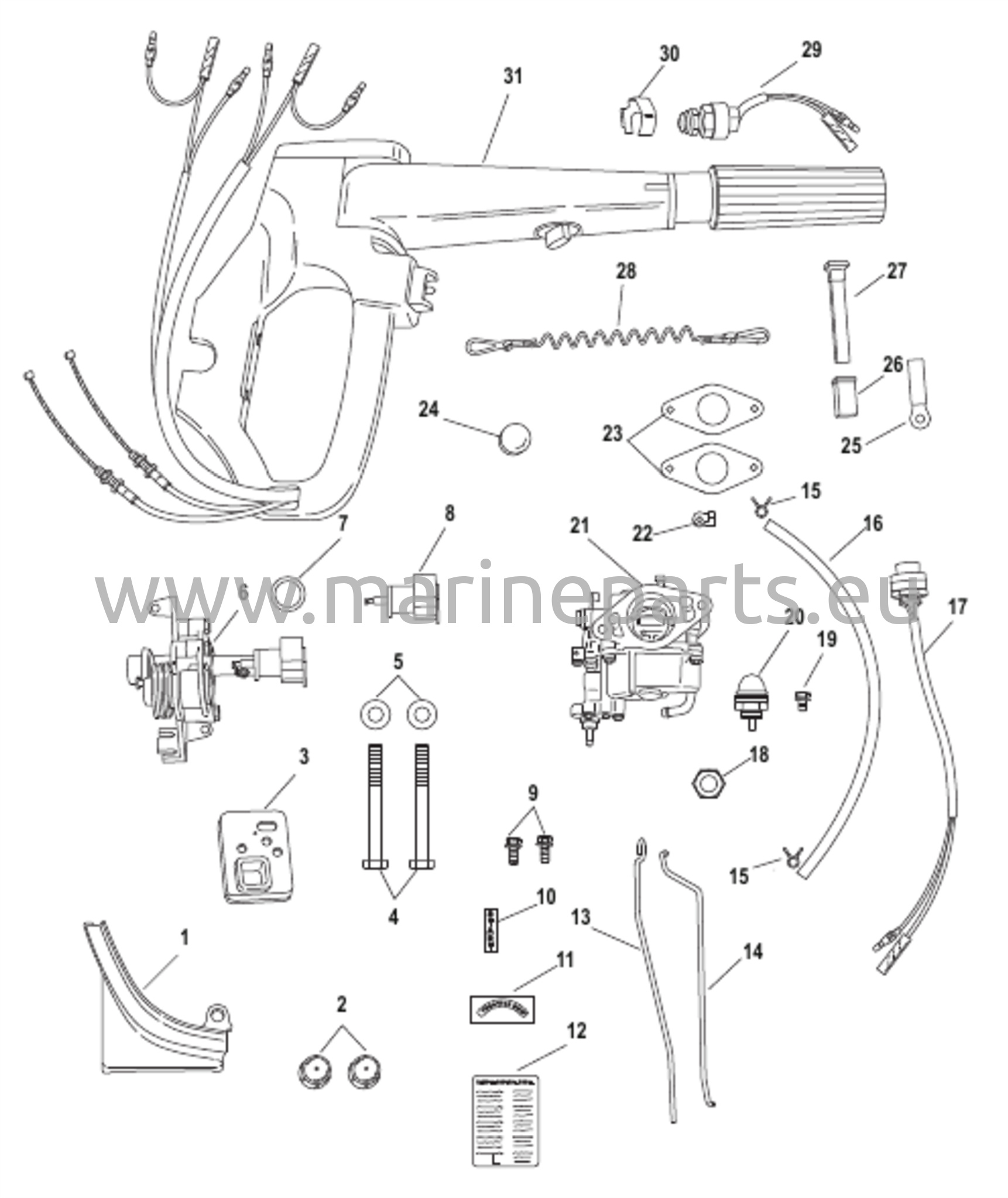 Sähköisen 9,9 hv peräsinkahvan muuntosarja 889246A79