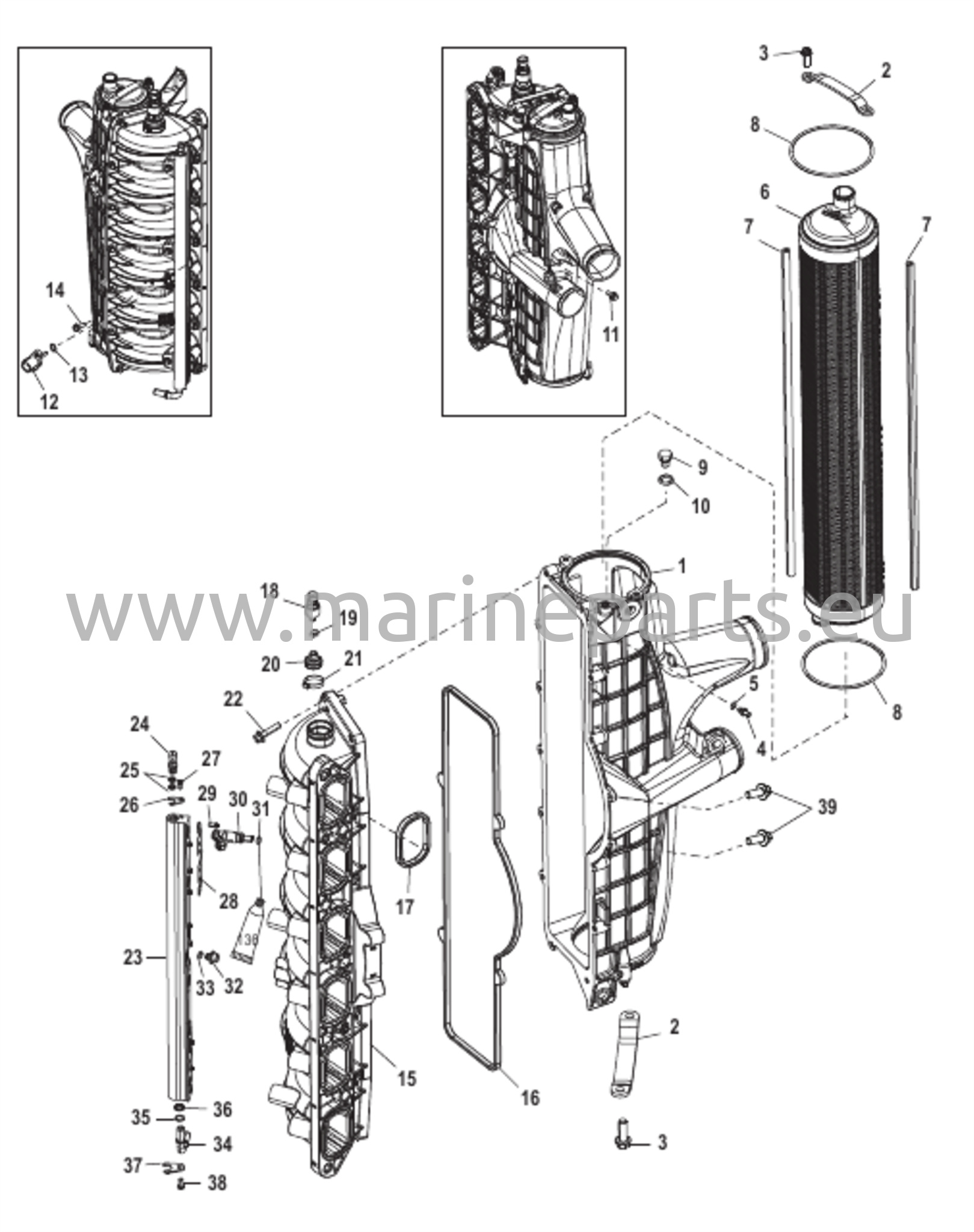 Latausjäähdytin/imusarja (Gen I) päätykansi ei huolleta