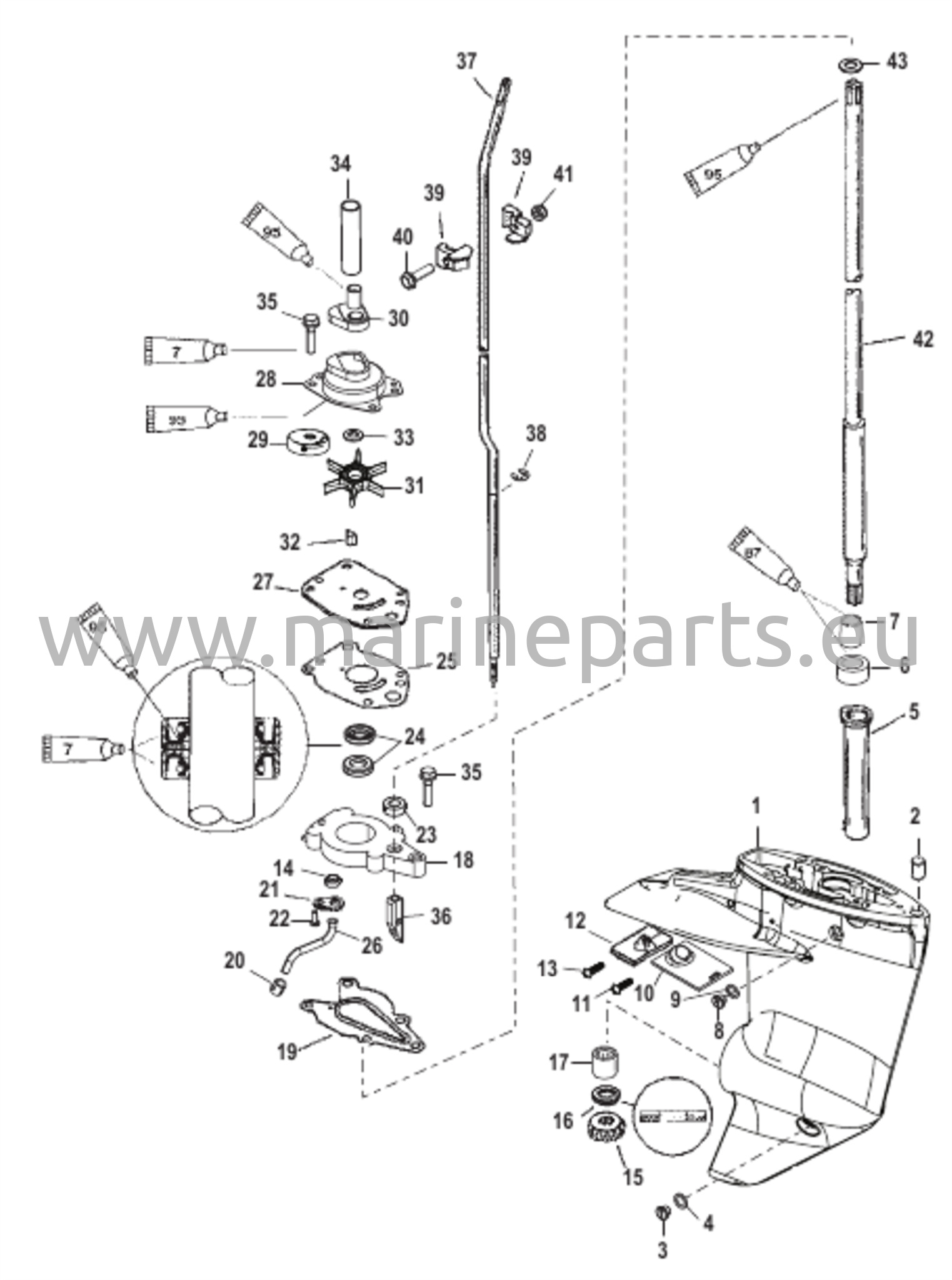 Vaihteiston kotelo (voimansiirtoakseli) (2,00:1 vaihdekerroin)
