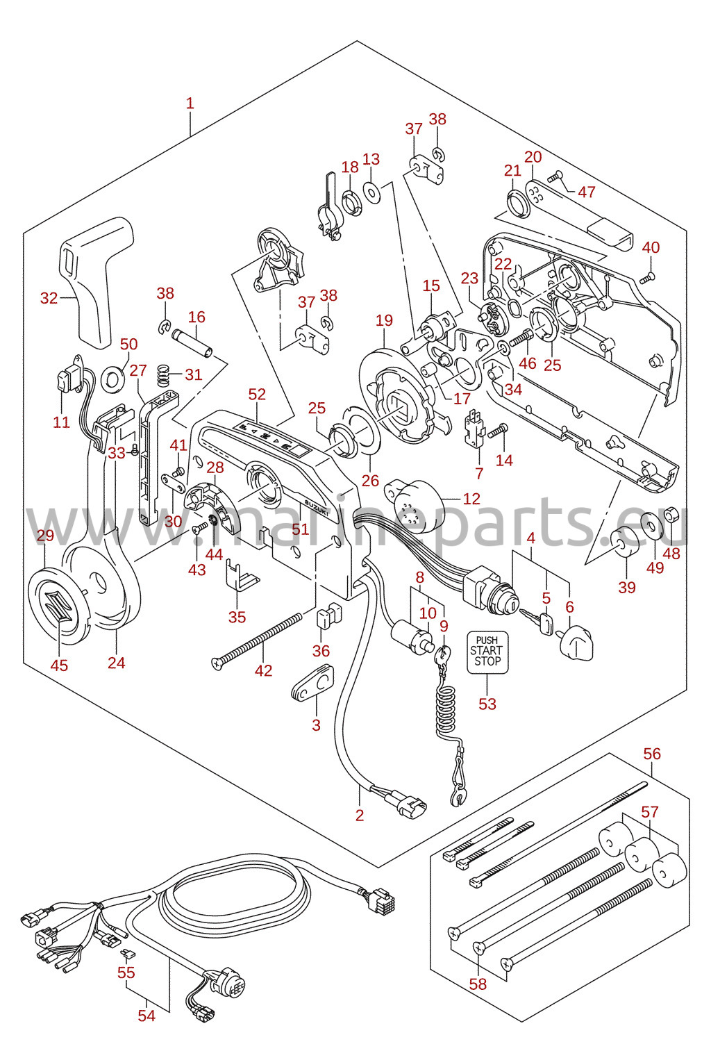 Remote control (1) (DF100AT, DF115AT, DF115AZ, DF140) (optional)