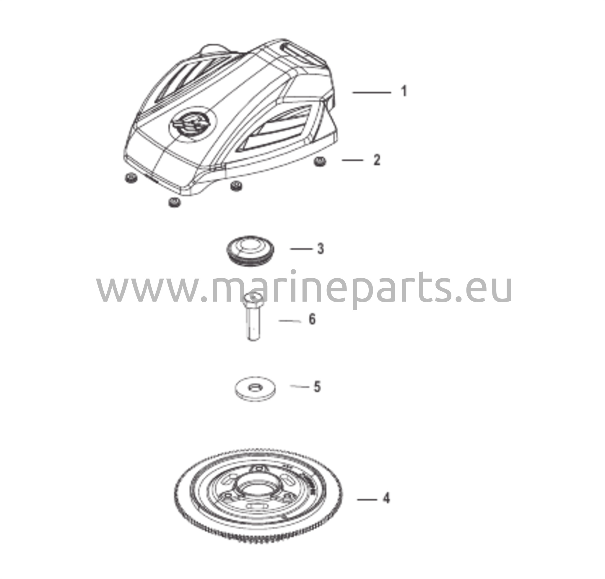 Svänghjul och kåpa