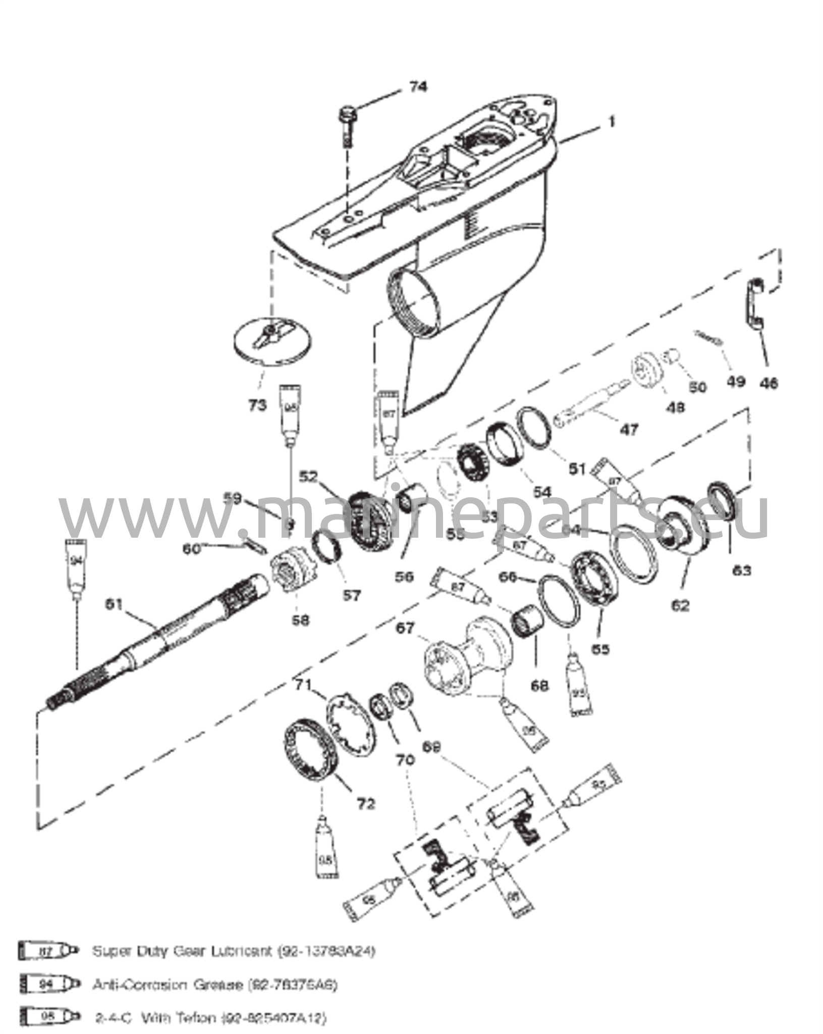 Gear Housing (Prop Shaft-Std-S/N-0G960499 And Below) 