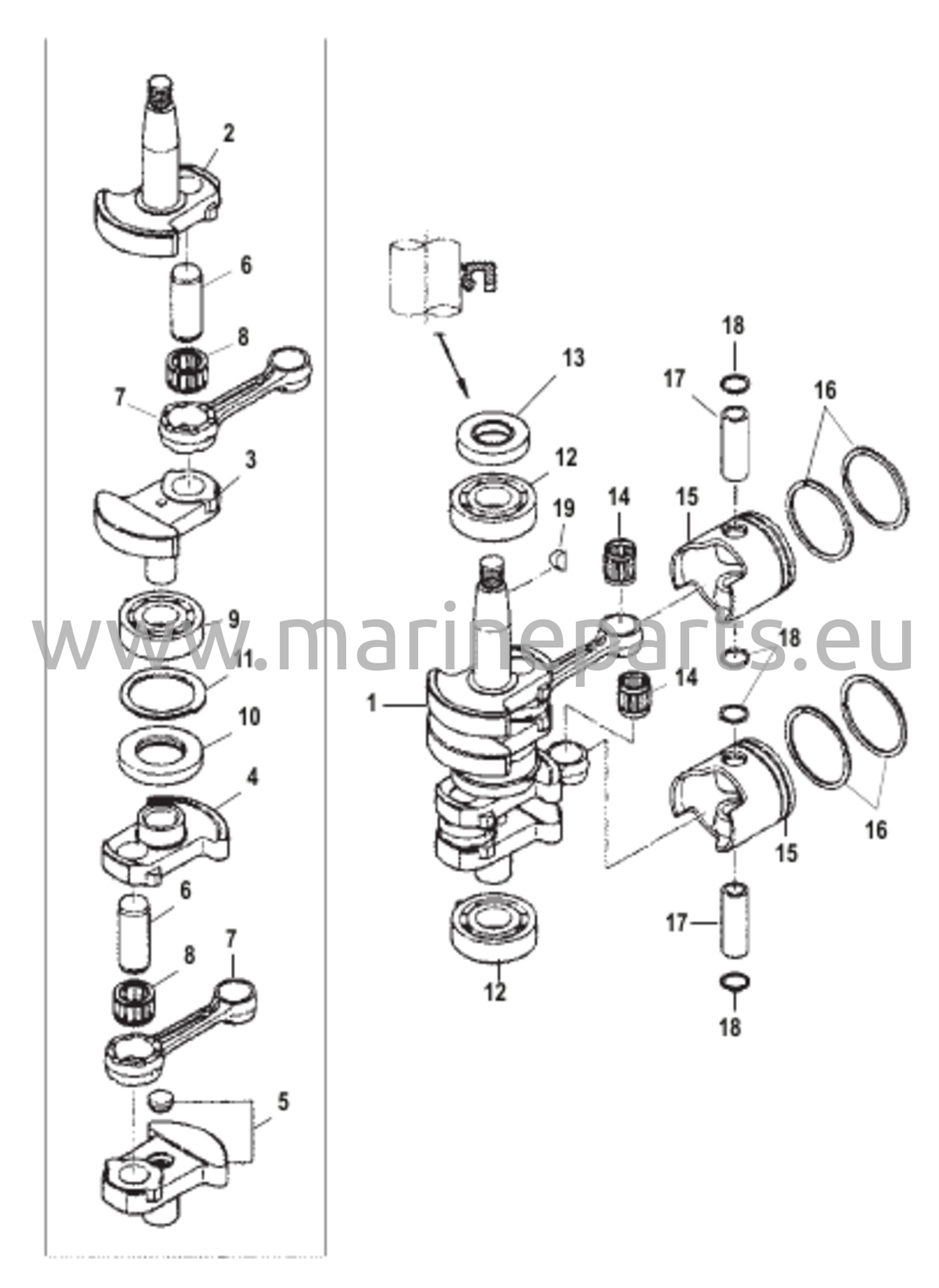 Kampiakseli, männät ja kiertokanget