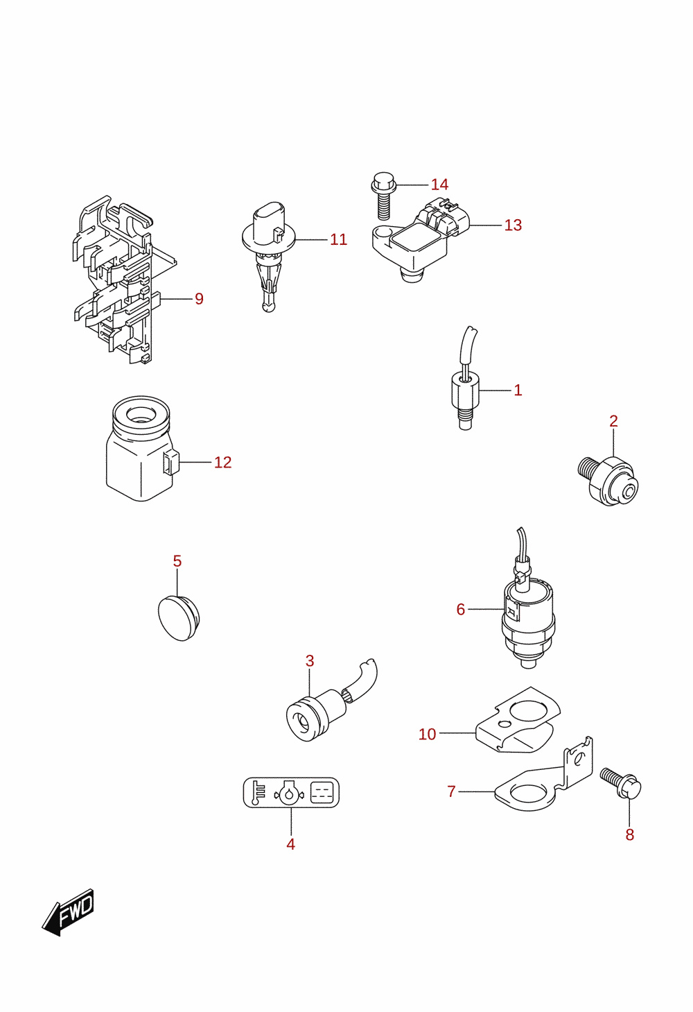 Sensor / interruptor (DF15AR, DF15AT, DF20AR, DF20AT, DF9.9BR, DF9.9BT)