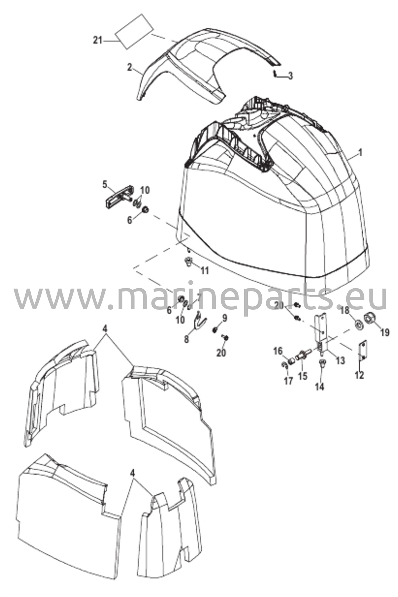 Yläsuojus 1B943218 ja alla oleva