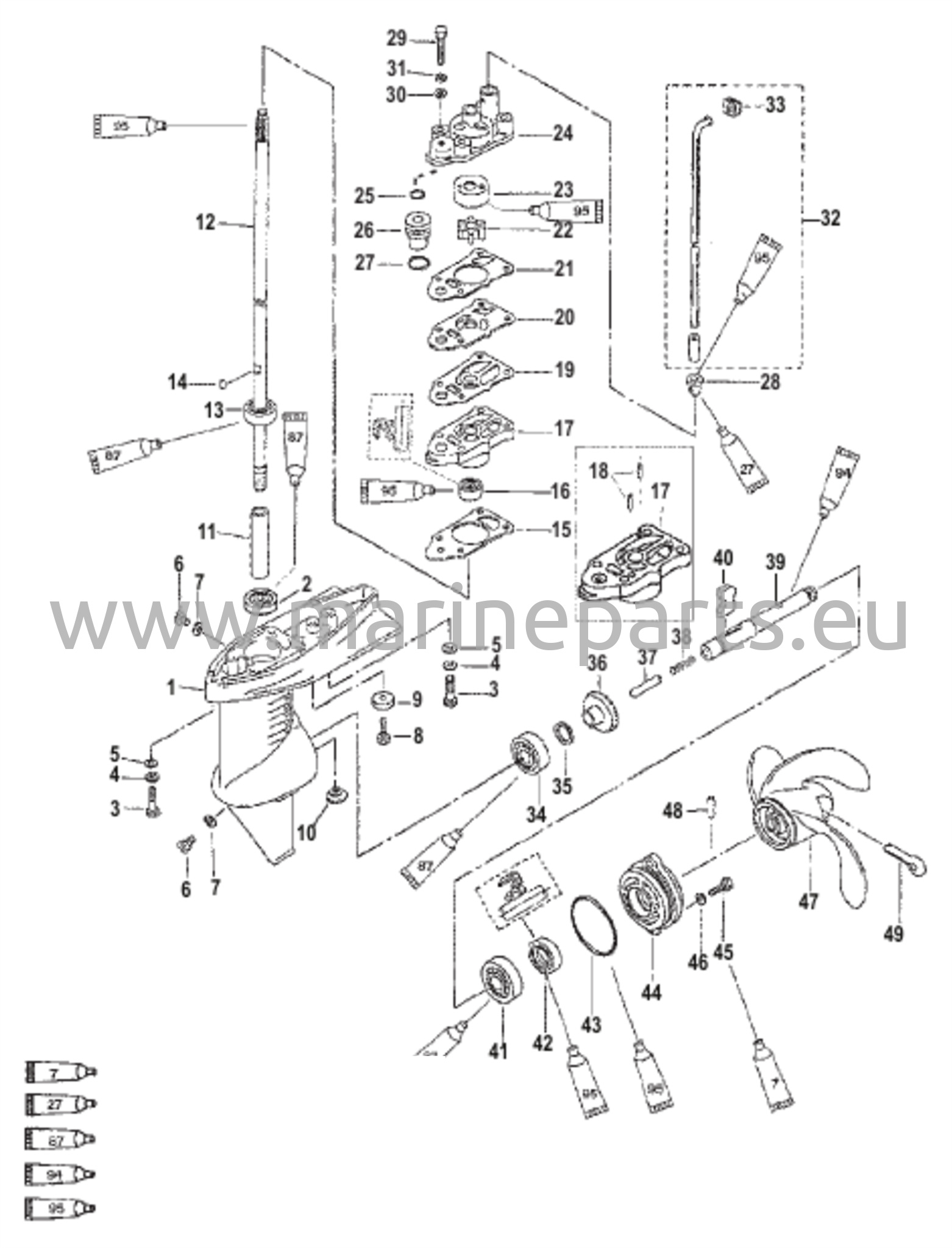 Vaihteiston kotelon kokoonpano (vaihdettavat moottorit)