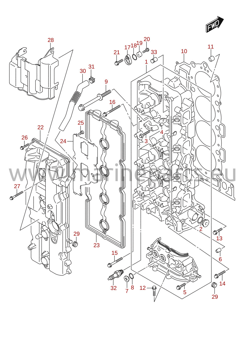Vues éclatées pour Suzuki DF150T, DF175T (E01) 2016 [DF175_E01_016]