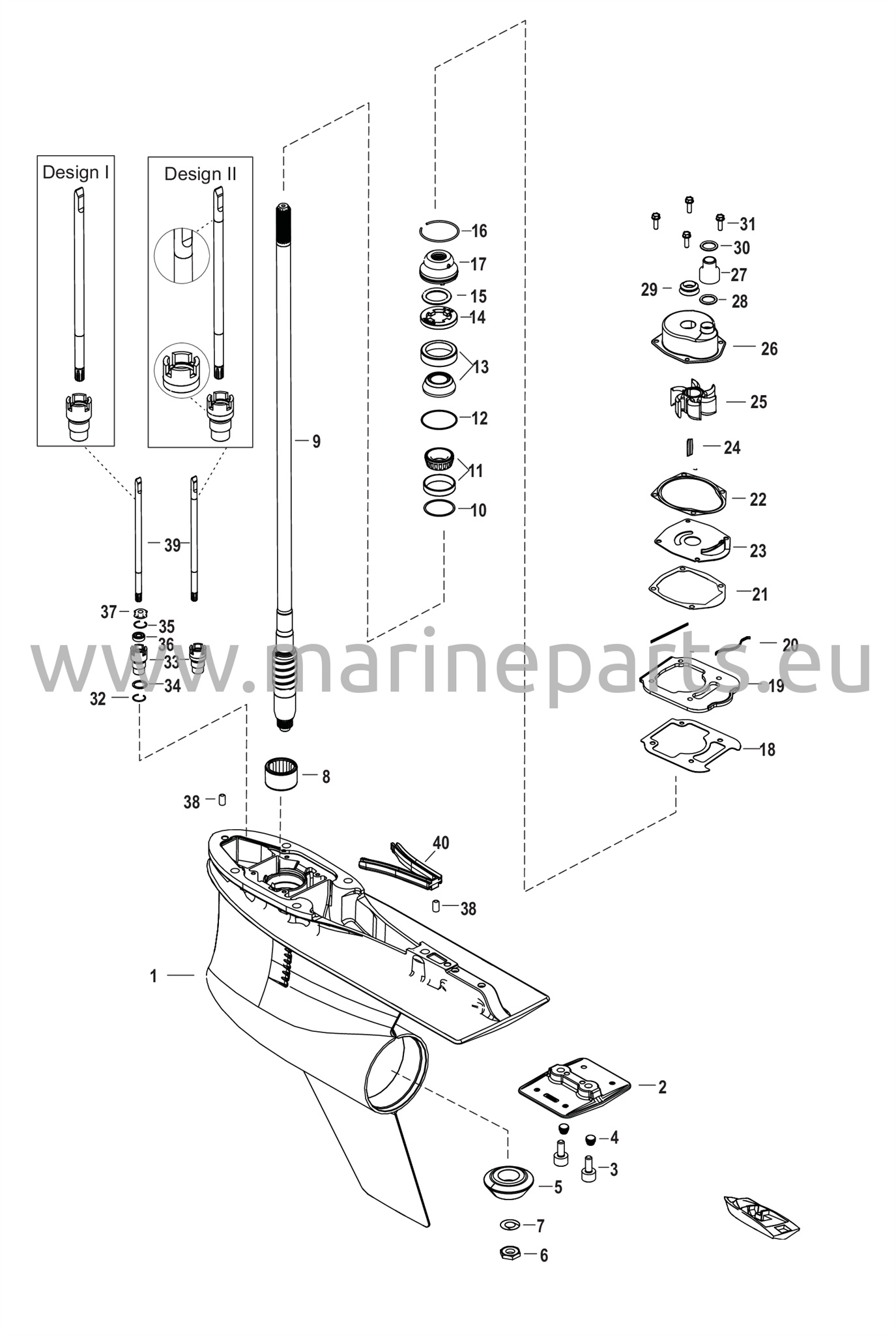 Vaihteiston kotelo, vetoakseli - 5.44 Torpedo