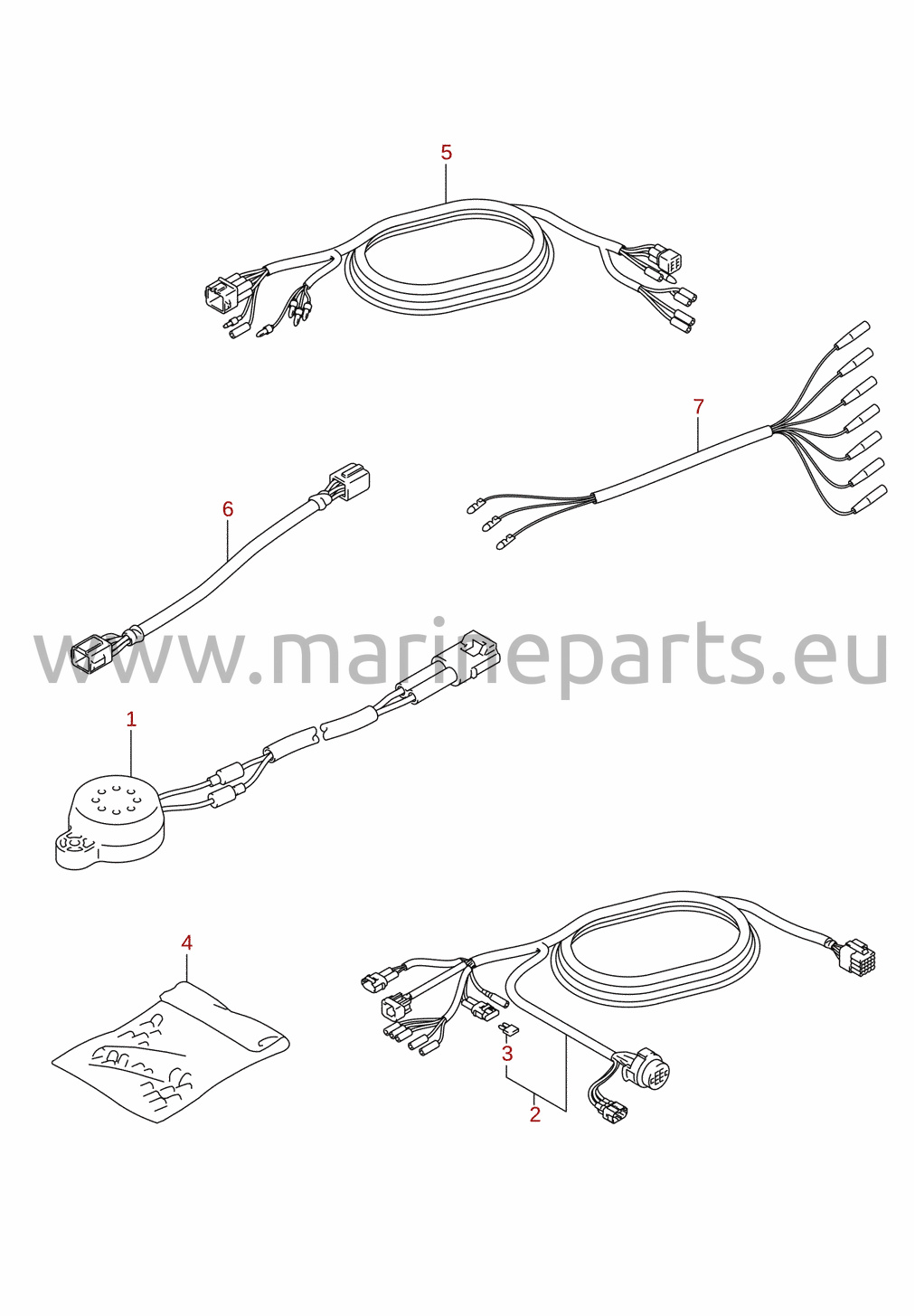 Kabelstam (DF40AQH, DF40ATH, DF50ATH, DF60AQH, DF60ATH) (tillval)