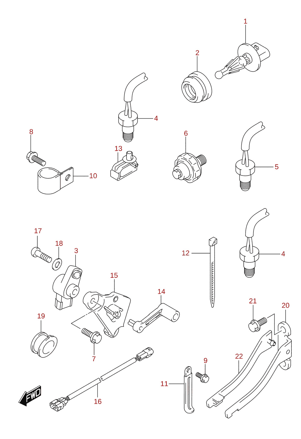 Sensor (L-transom) (DF200T)