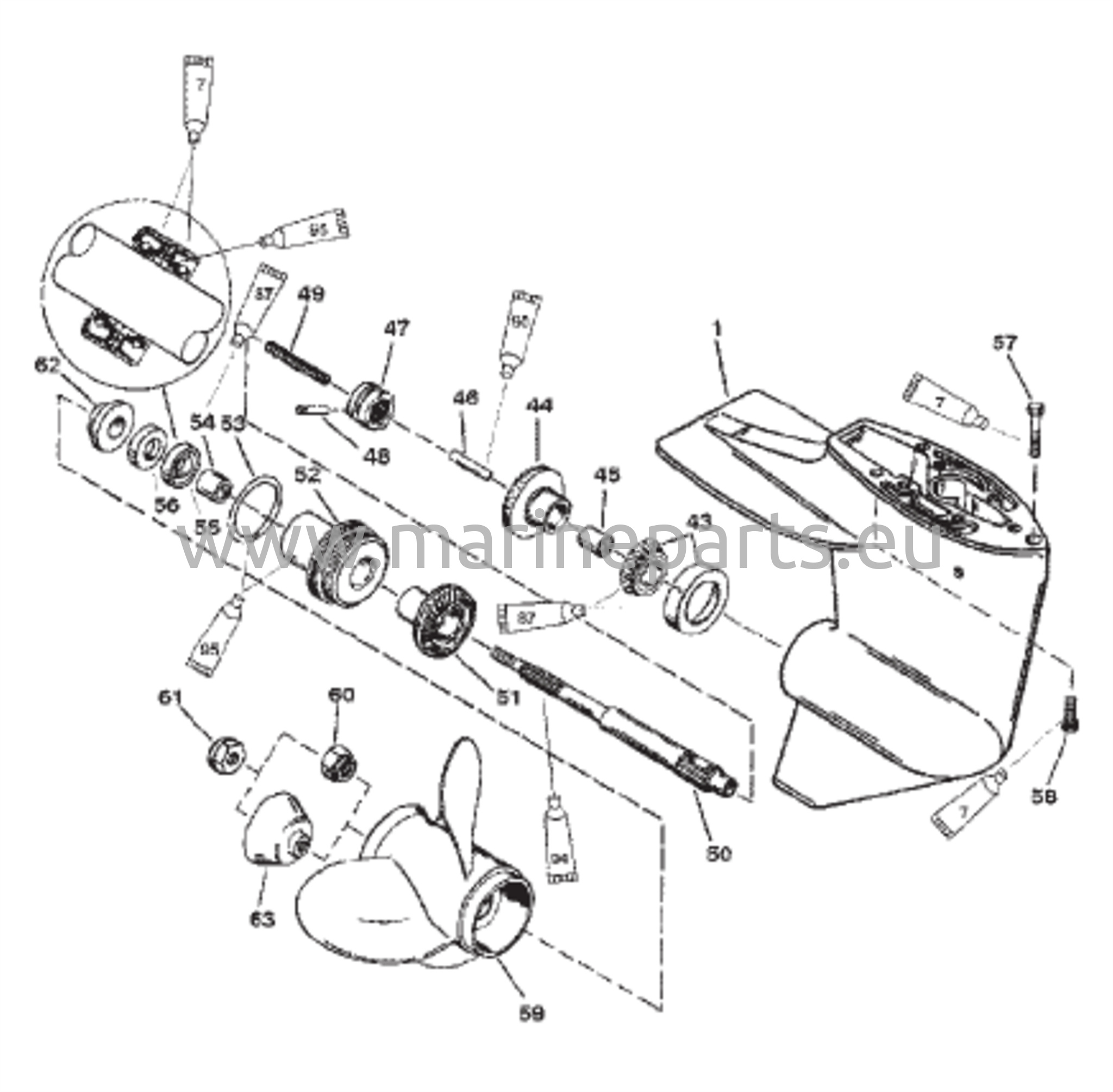 Vaihteiston kotelo potkurin akselille - 2.00:1 vaihdekerroin