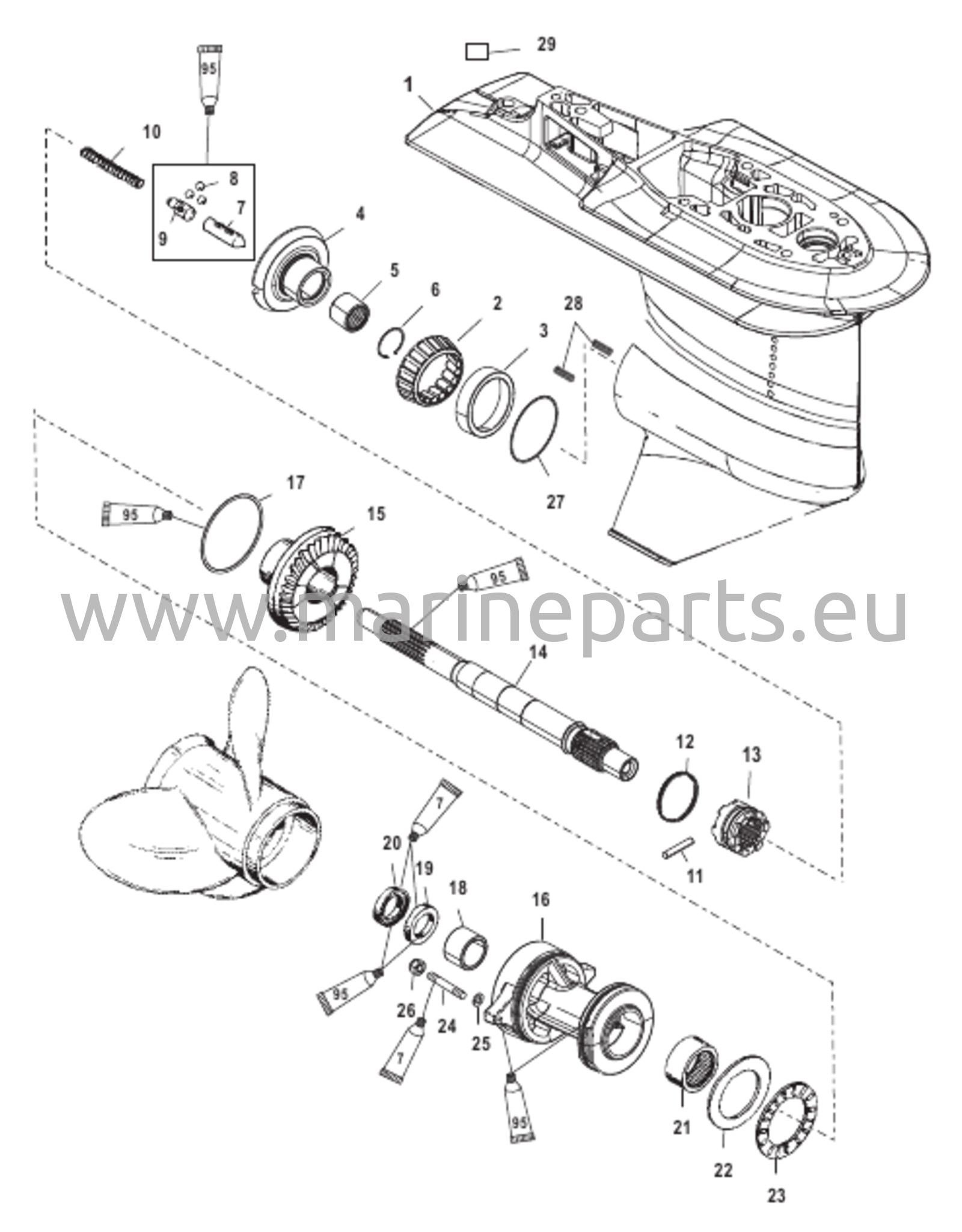 Vaihteiston kotelo potkurin akselille - 2,31:1 vaihdekerroin