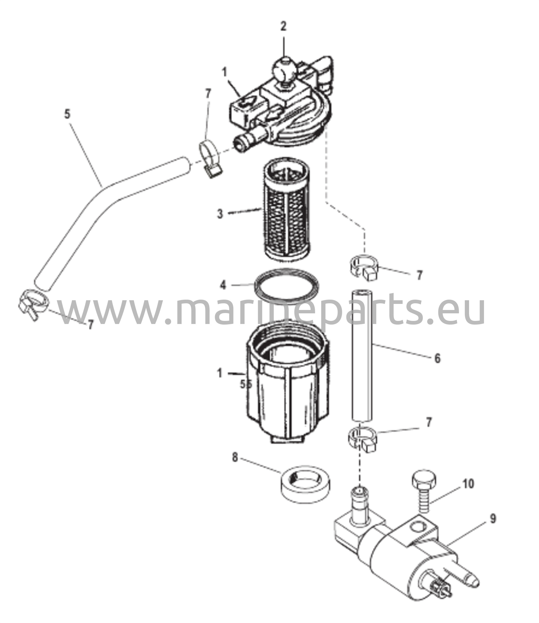 Polttoainesuodattimen kokoonpano (USA-1B153167/BEL-0P360020 ja sitä alemmat)