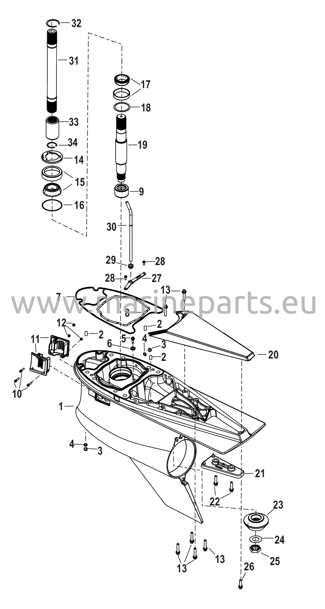 Vaihteiston kotelo vetoakseli