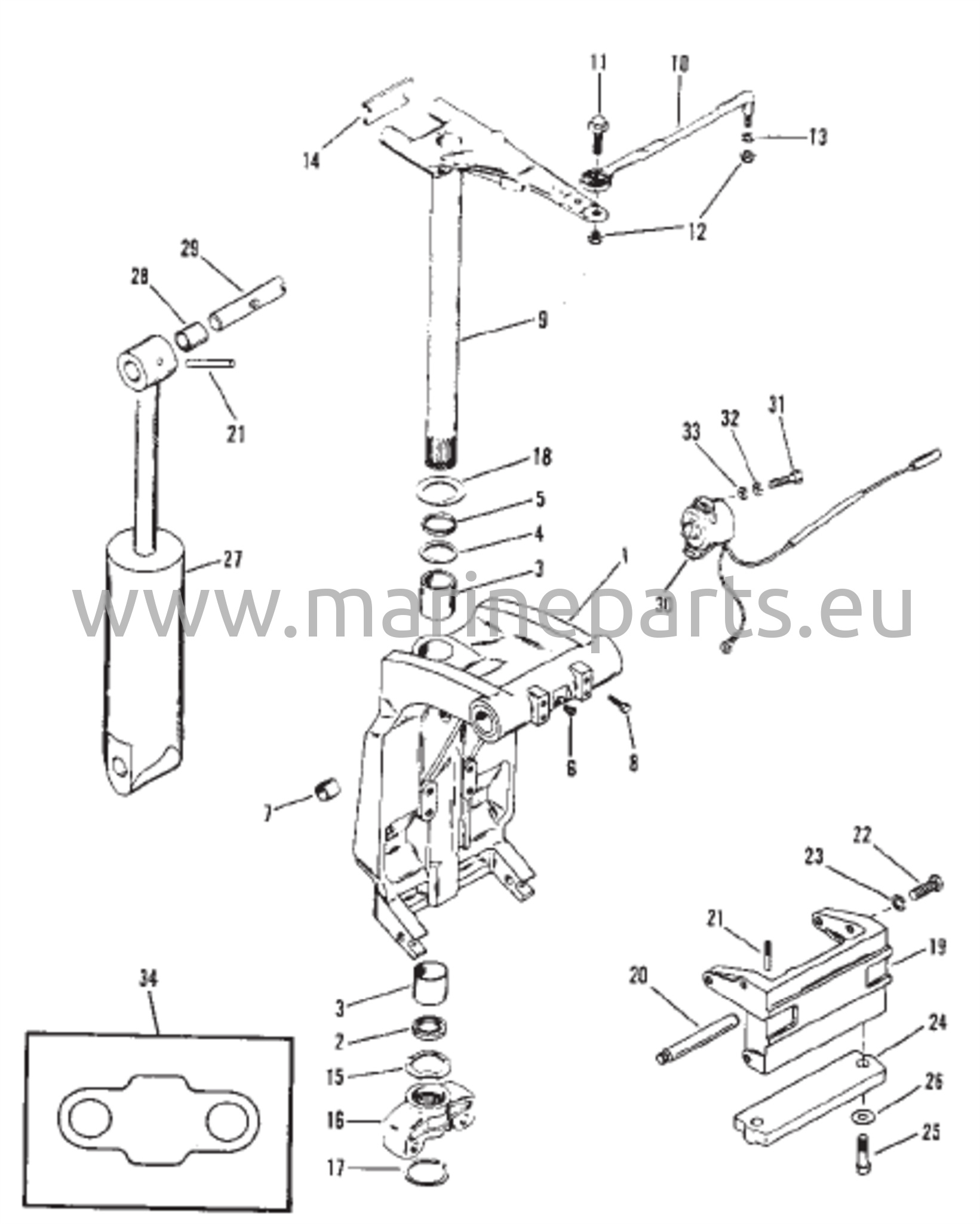 Kääntökiinnike ja ohjausvarsi