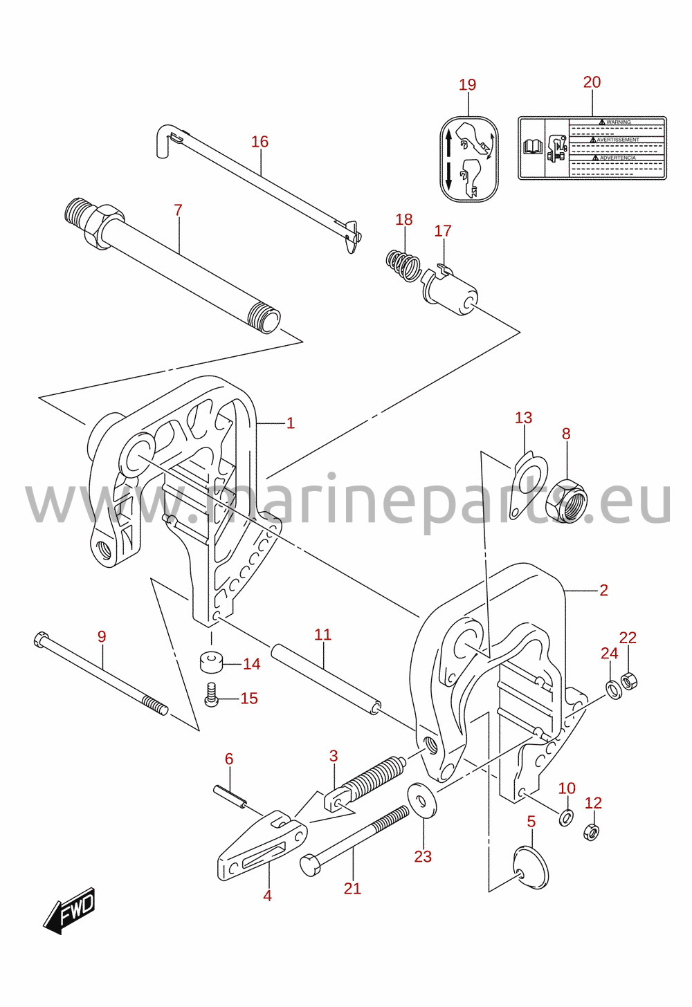 Akterspegelsfäste (DF25A, DF25AR, DF30AR)