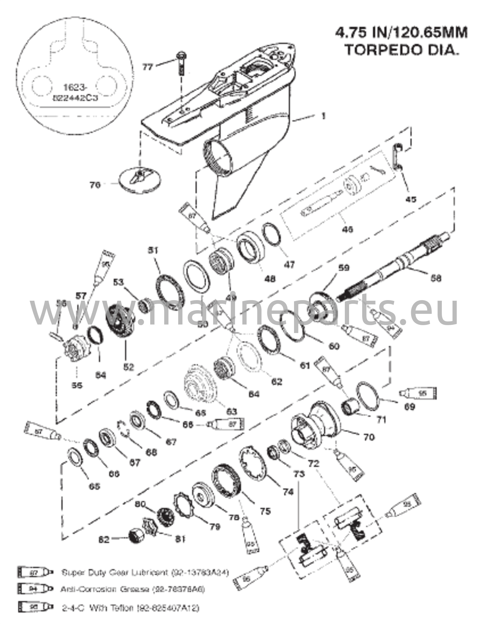 Hammasrattakorpus (Propeller – vastassuunaline pöörlemine) (S/N 0G438000 ja edasi – 1623-822442C3)