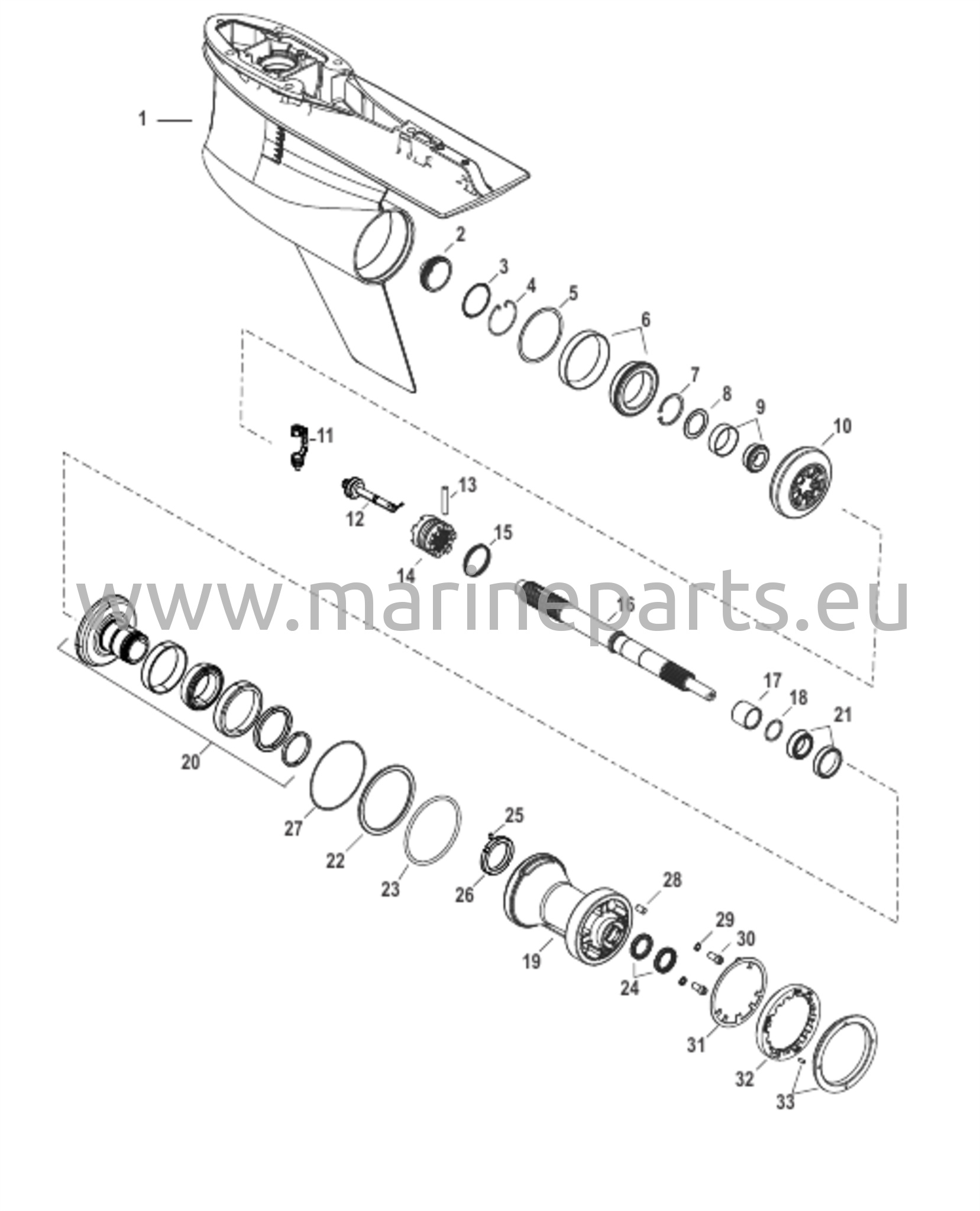 Vaihteiston kotelo, potkuriakseli - vastakierto, 5.44 Torpedo
