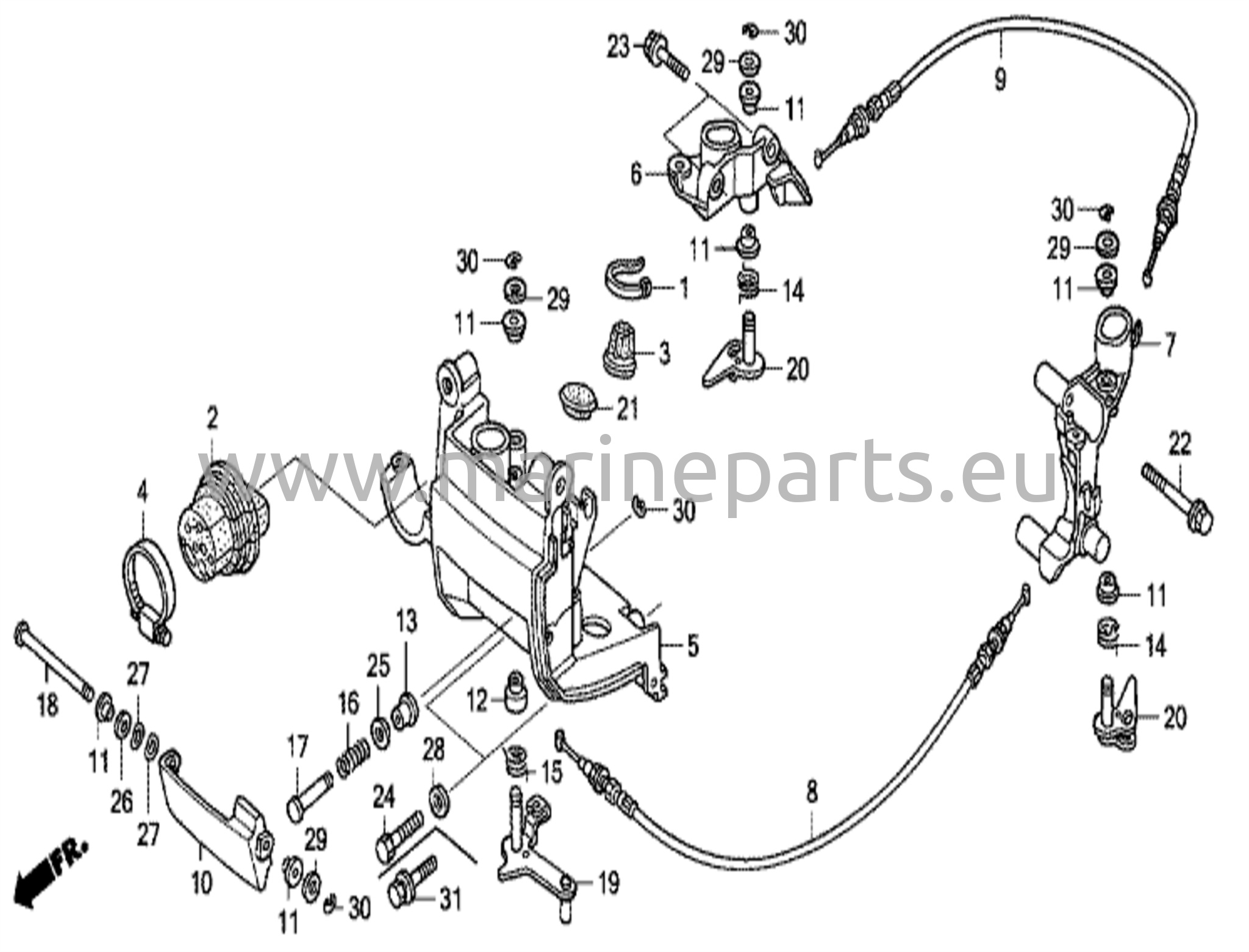Fr. fäste för kåpa/fr. lås