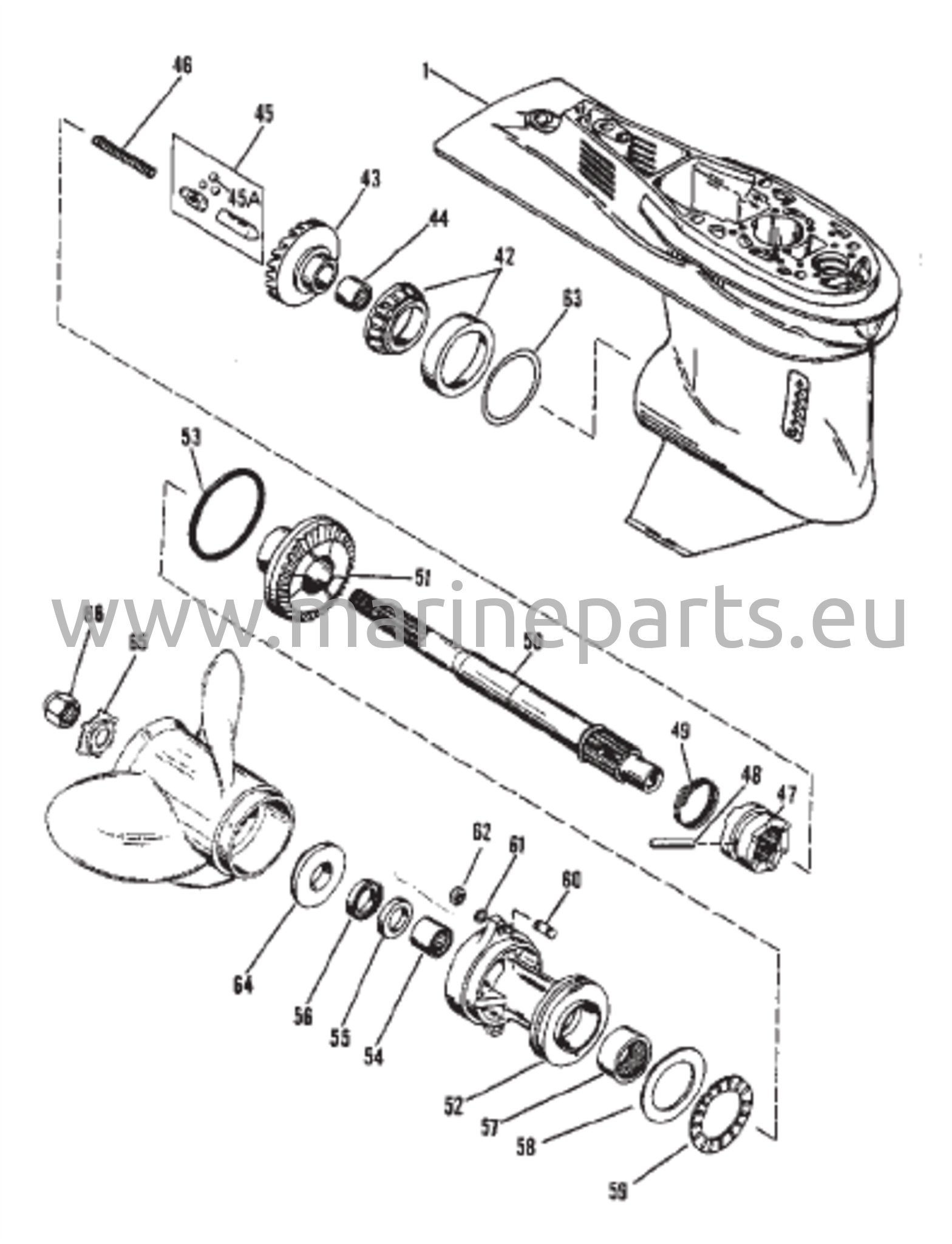 Vaihteiston kotelo potkurin akseli