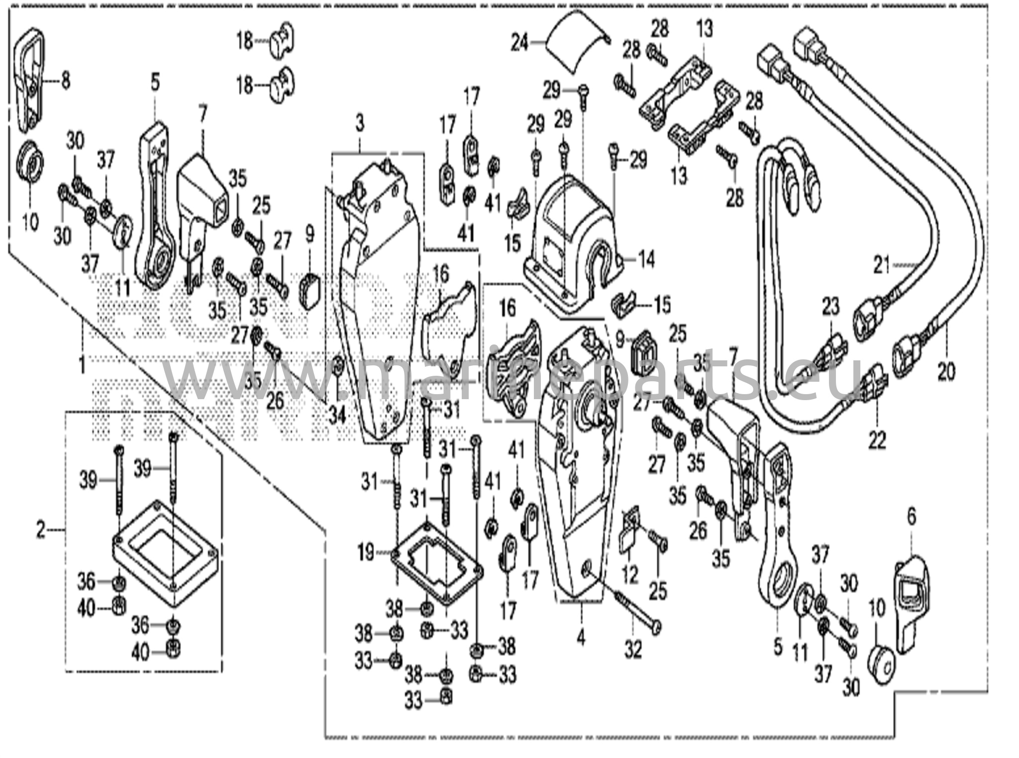 Kaukosäätölaatikko (yläkiinnitys, kaksinkertainen tyyppi) (vasen)