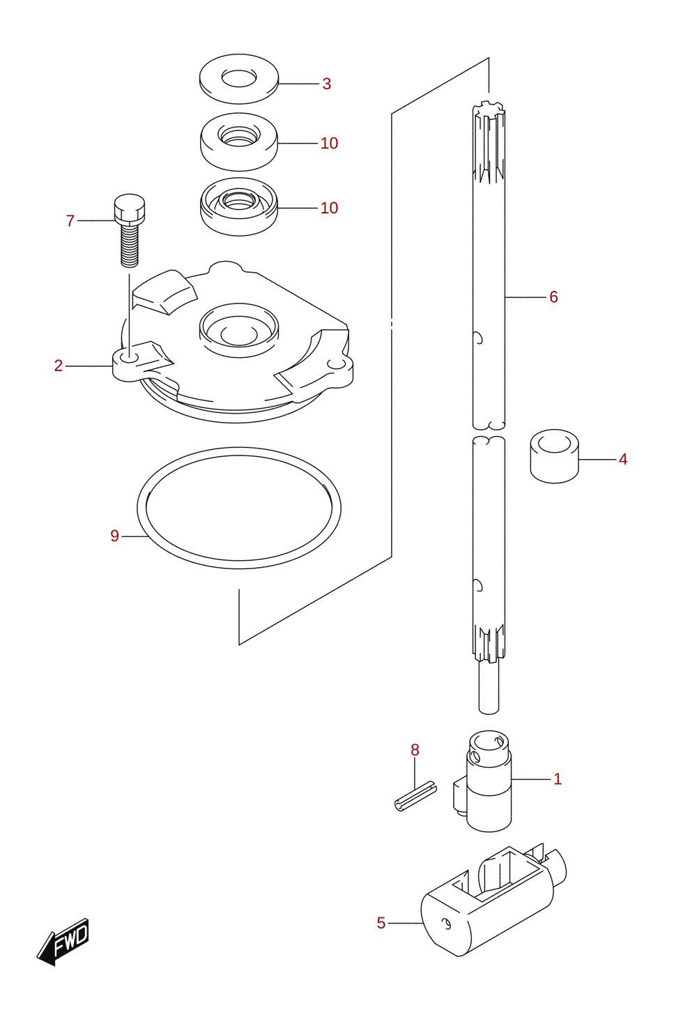 Shift rod (DF100AT, DF115AST, DF115AT, DF140AT)