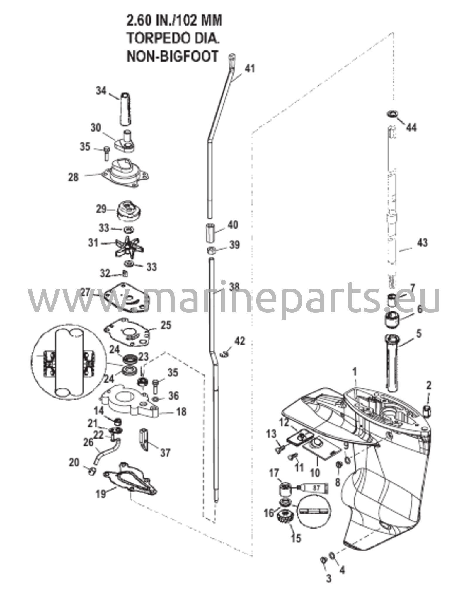Vaihteiston kotelo voimansiirtoakselille - 2,00:1 vaihde-suhde