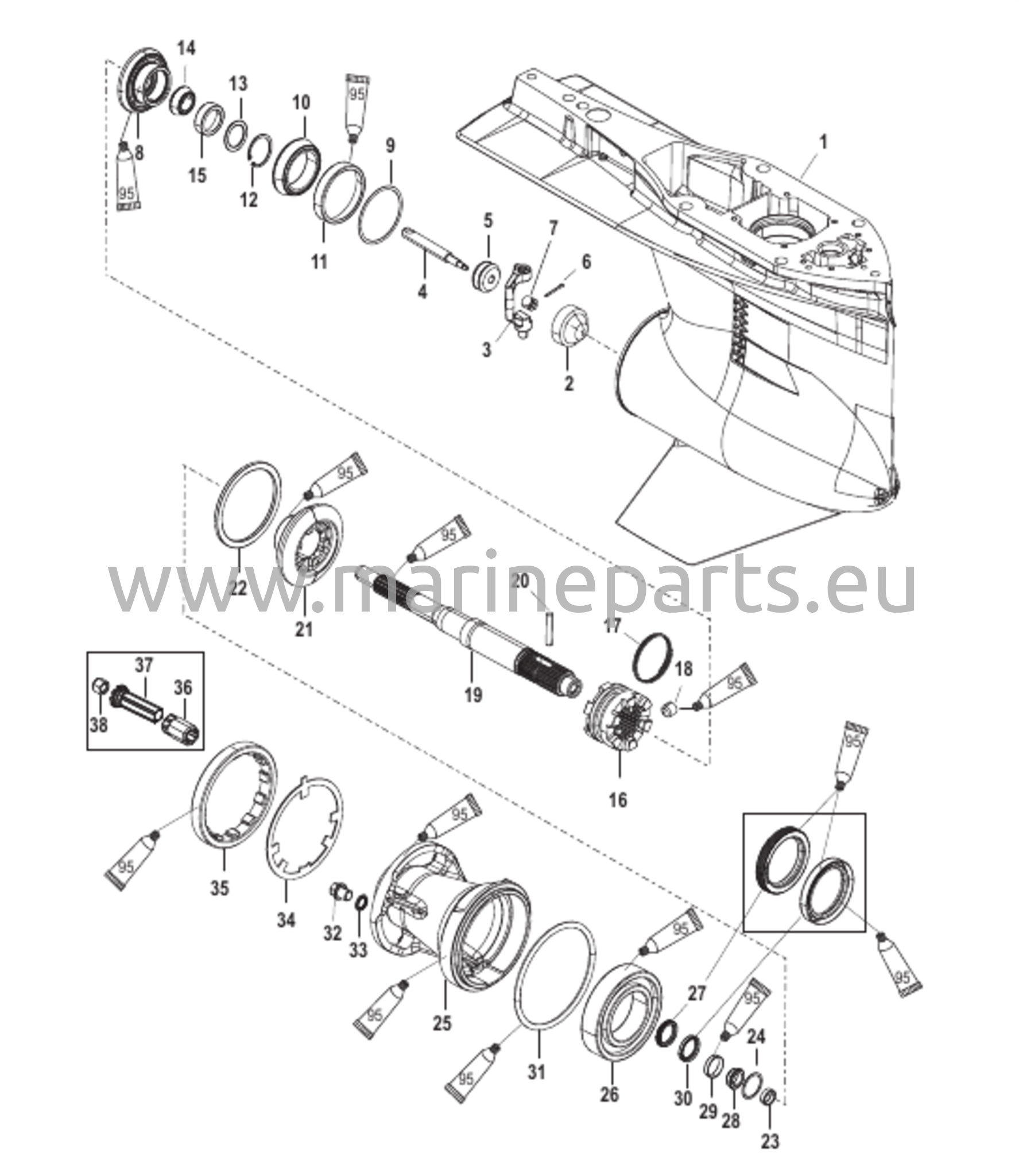Vaihteiston kotelo potkurin akselille - vakiorotaatio 2B026817 ja siitä eteenpäin