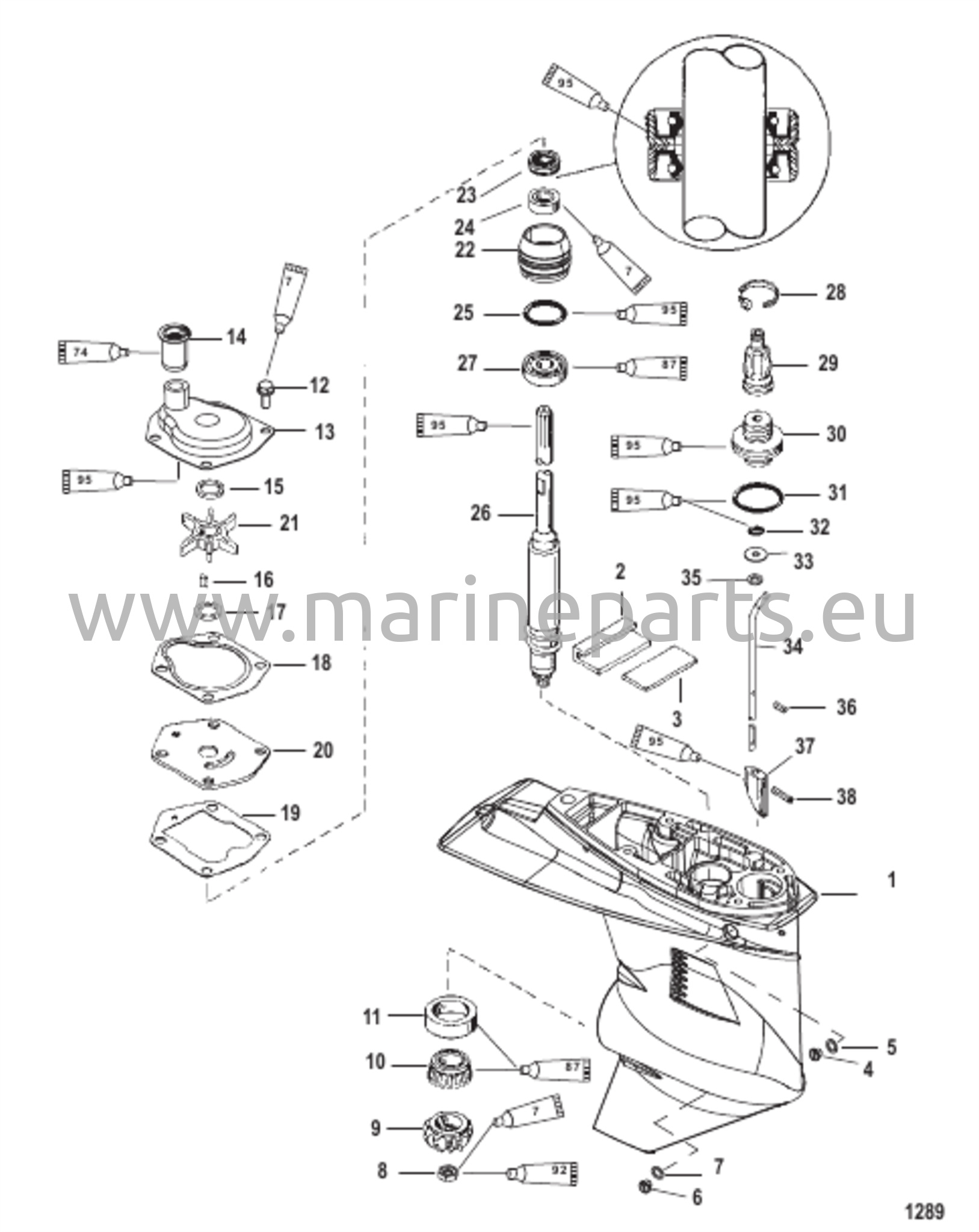 Vaihteiston kotelo (voimansiirtoakseli-lyhyt-2:1 vaihde)