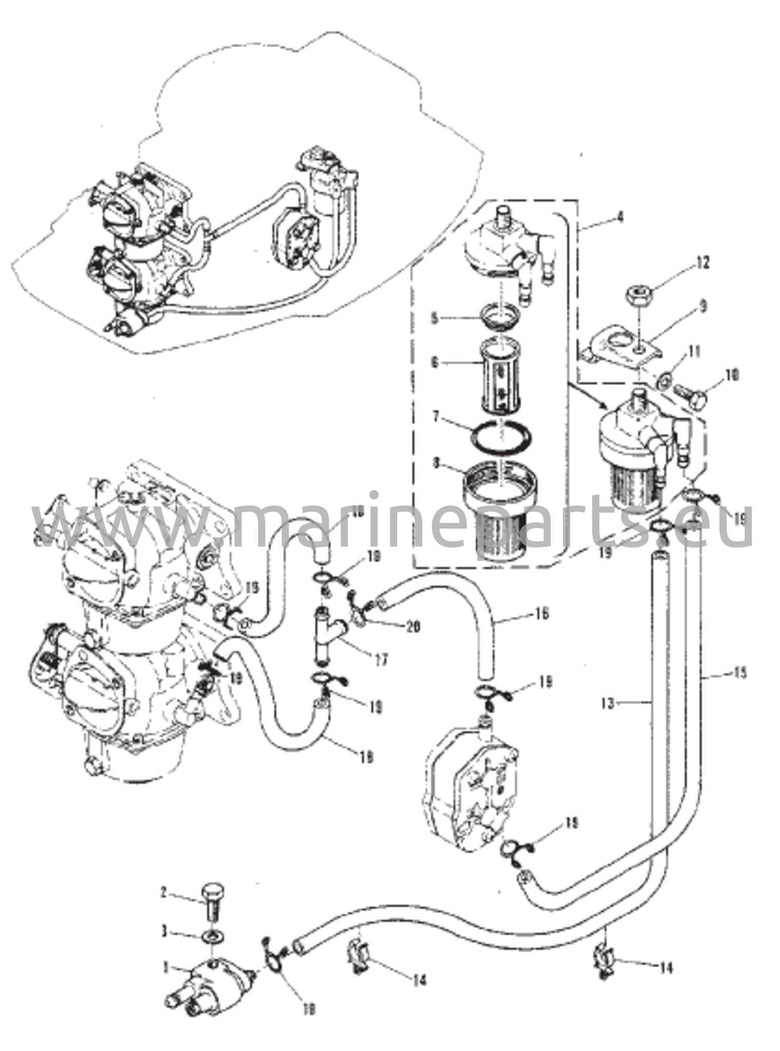 Polttoainelinja ja suodatin