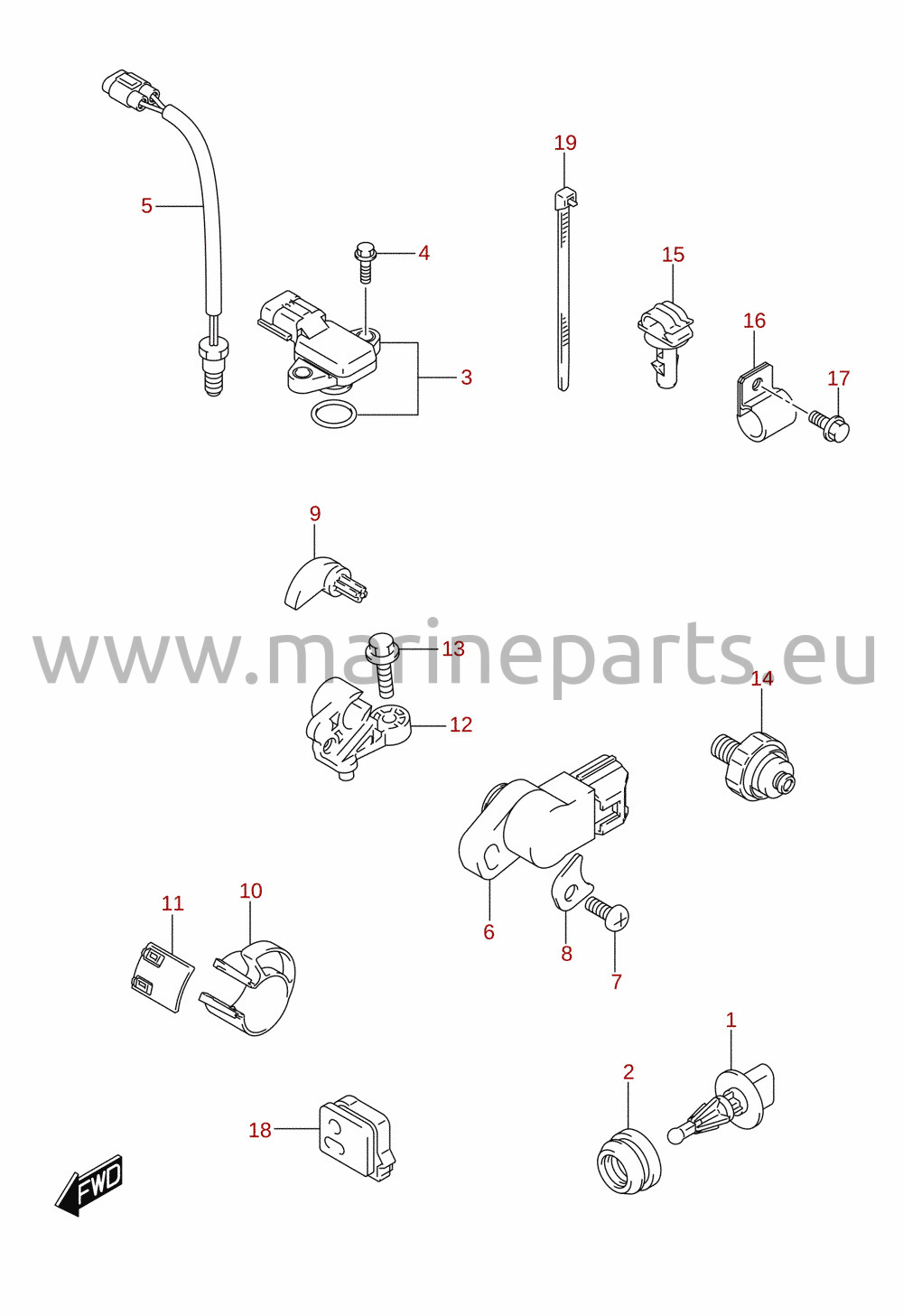 Givare (DF100B, DF70A, DF70ATH, DF75A, DF80A, DF90A, DF90ATH)