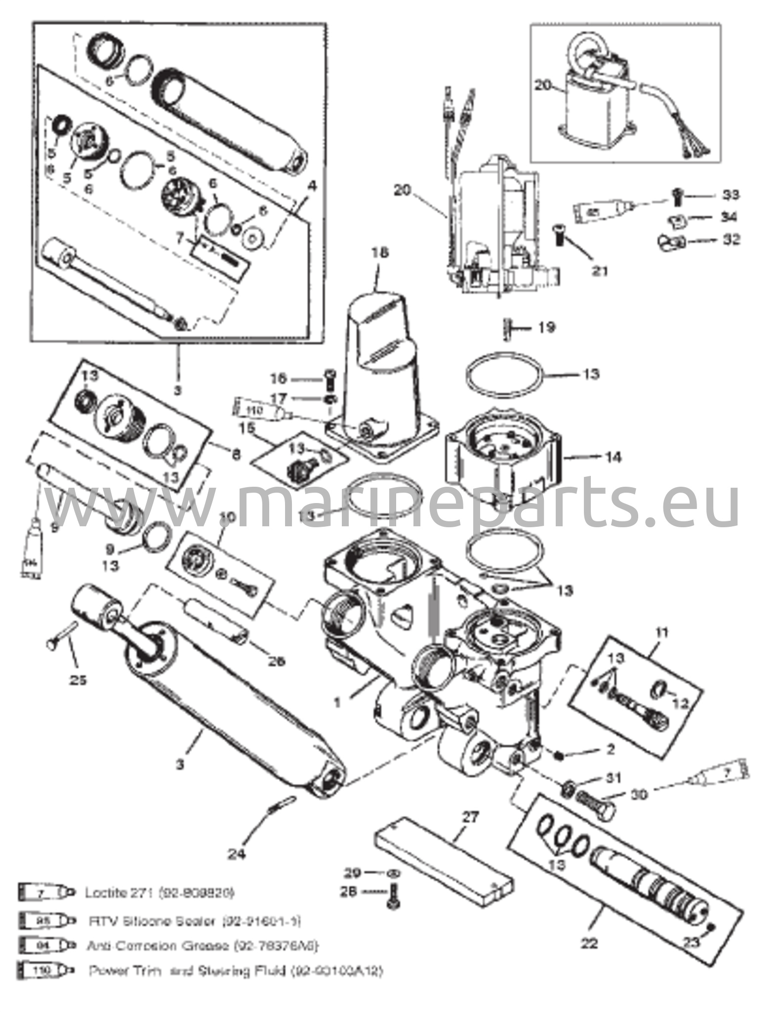 Tehohävikin osat (metallinen moottorin kotelo)
