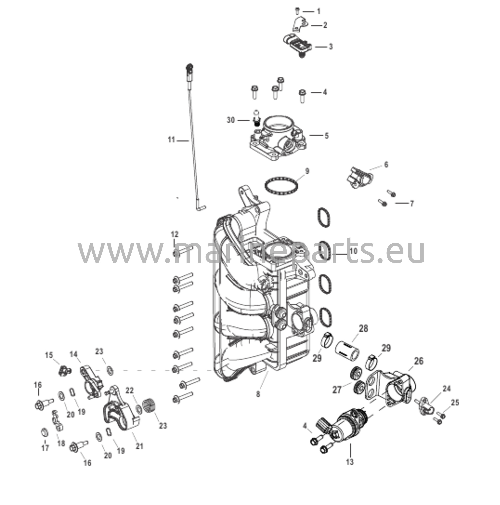 Integroitu ilmasto-polttomoduulin osat