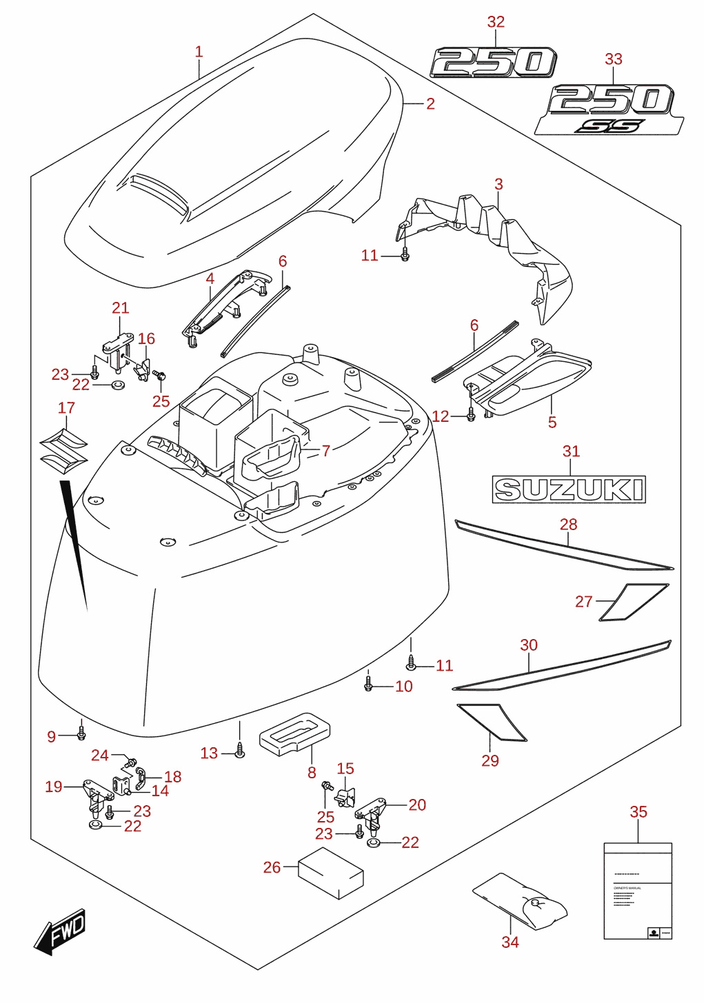Capot moteur (2024) (DF250ATSS) 2/2
